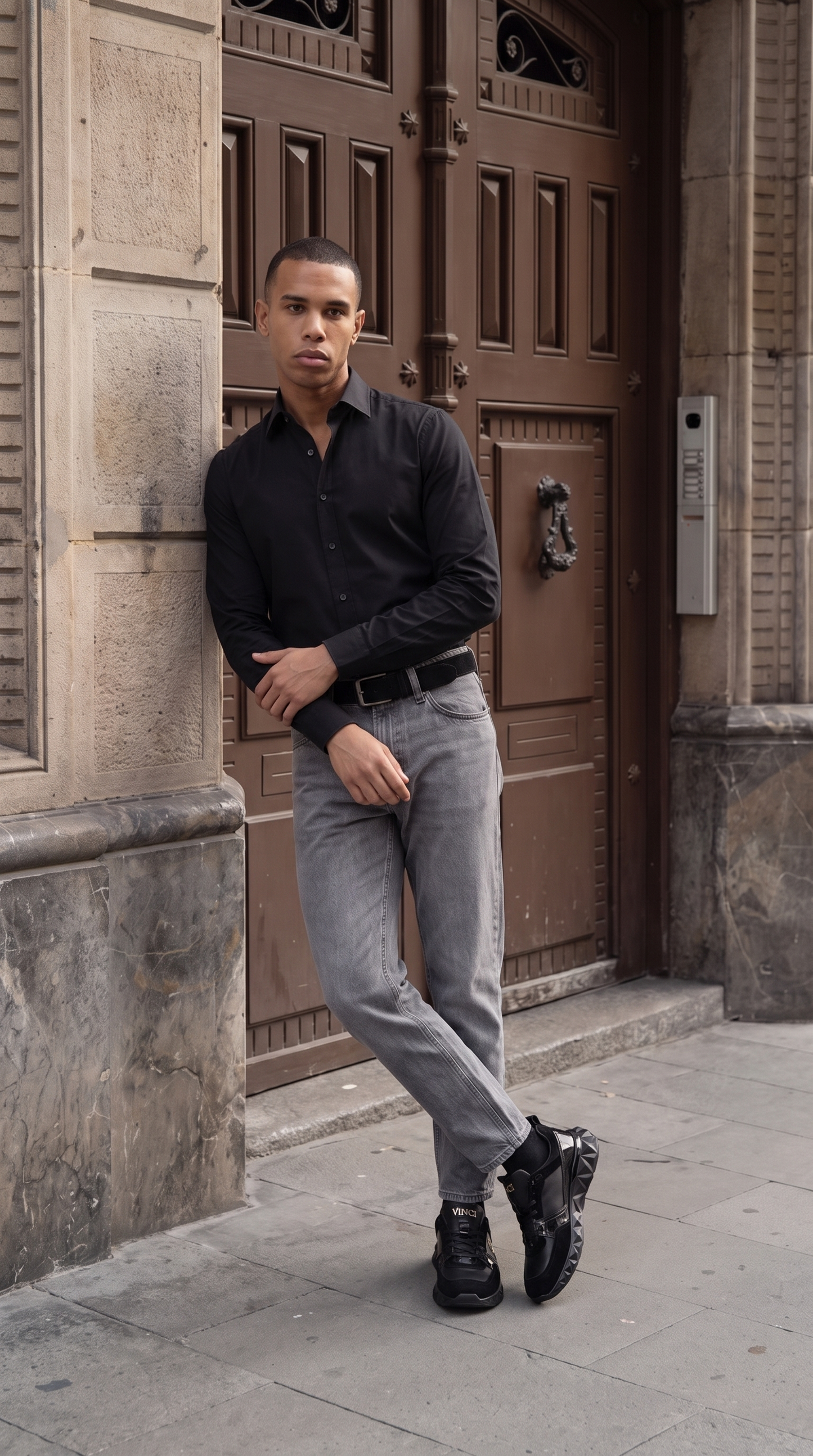 The Valenzo Black Leather Men Sneaker
