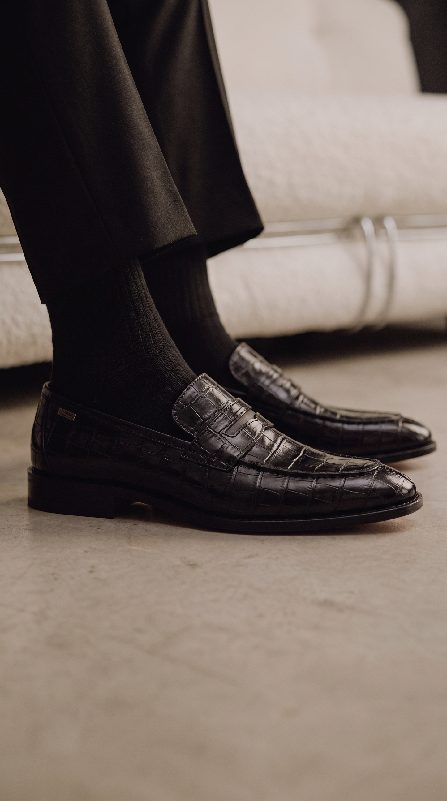 The Stradale Black Leather Men Penny Loafer