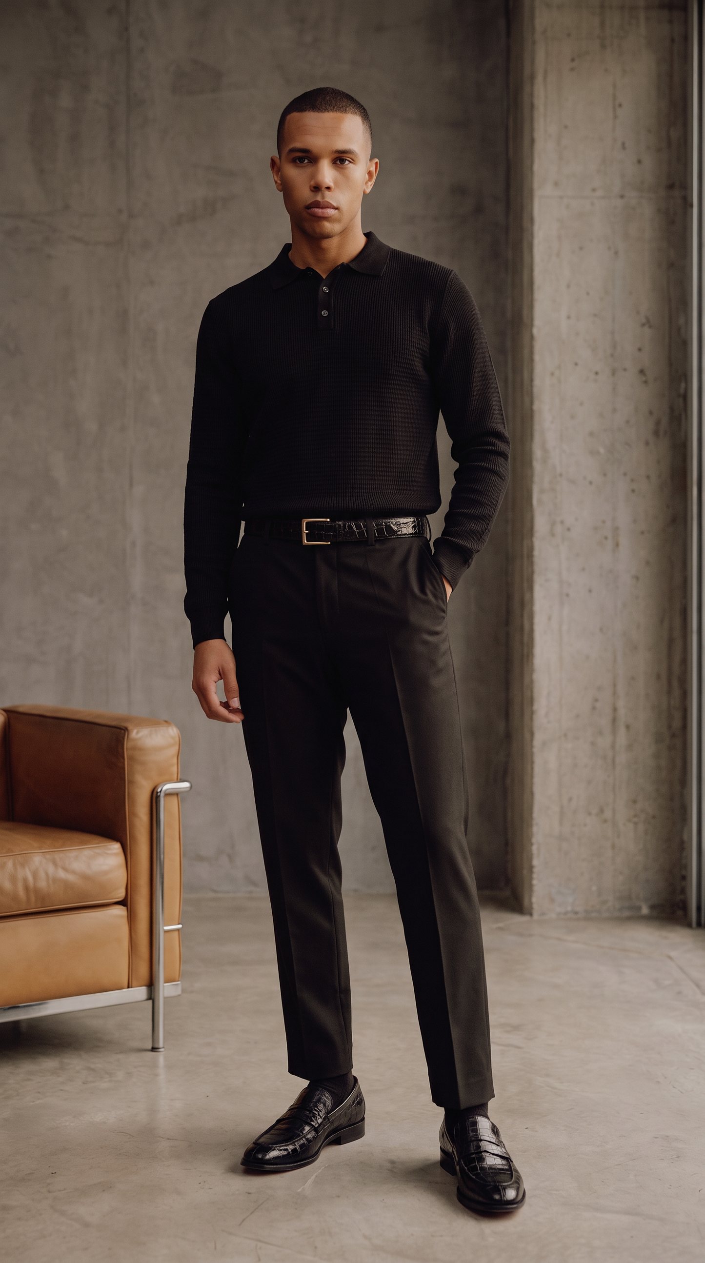 The Stradale Black Leather Men Penny Loafer