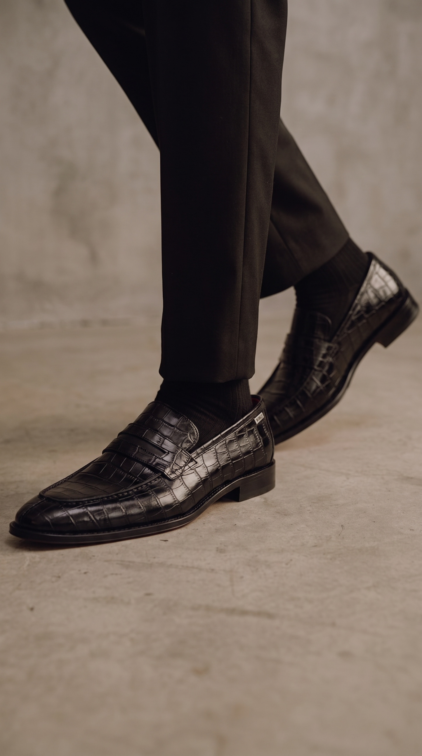 The Stradale Black Leather Men Penny Loafer