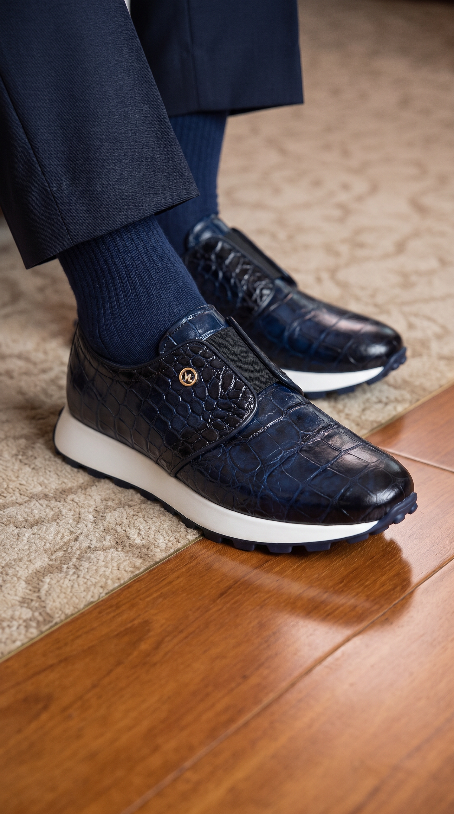 The Corteggio Navy Leather Men Sneaker