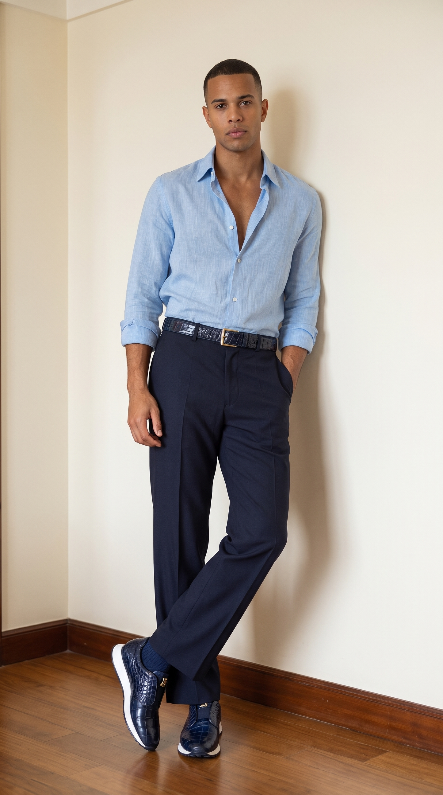 The Corteggio Navy Leather Men Sneaker