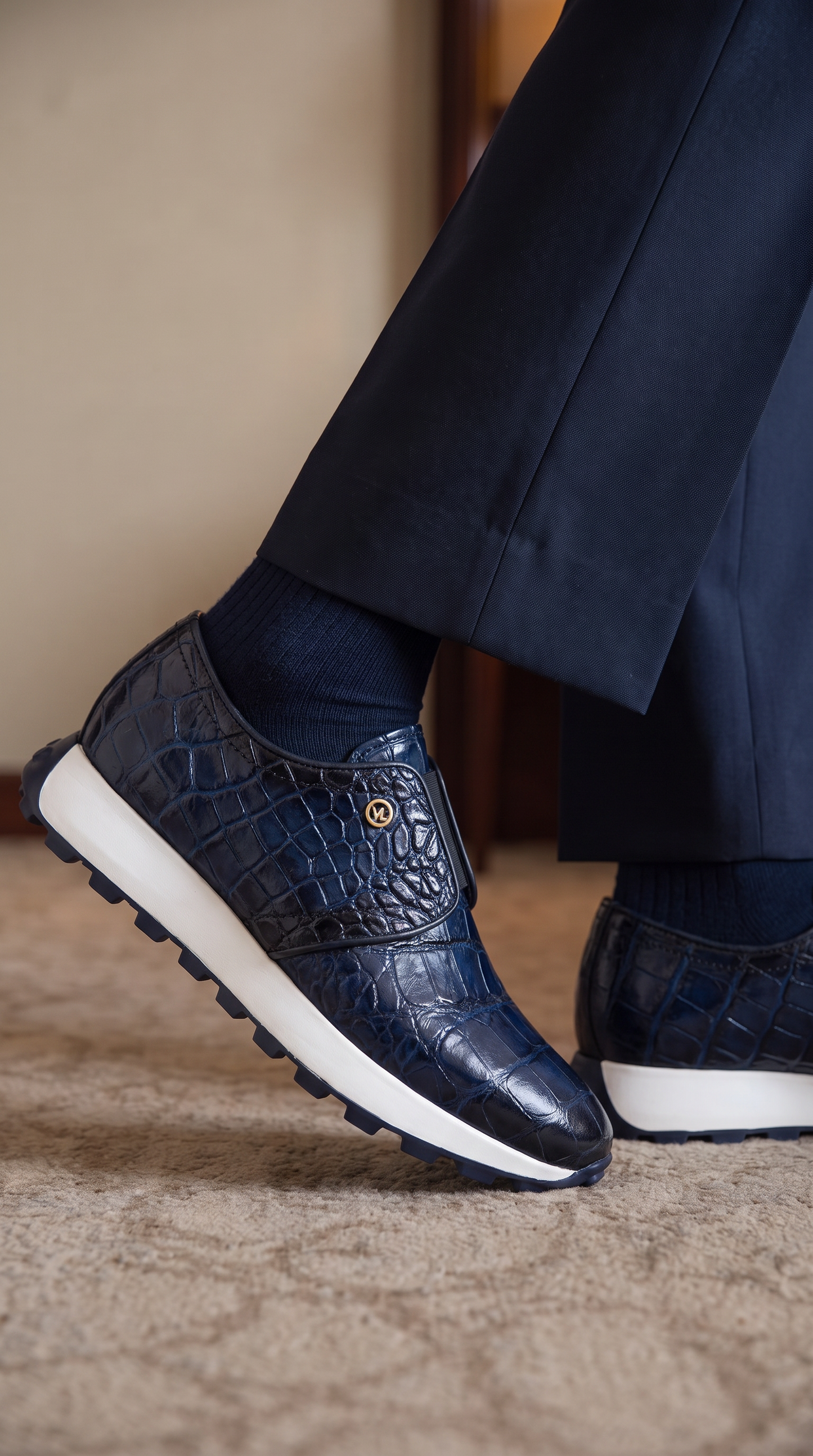 The Corteggio Navy Leather Men Sneaker