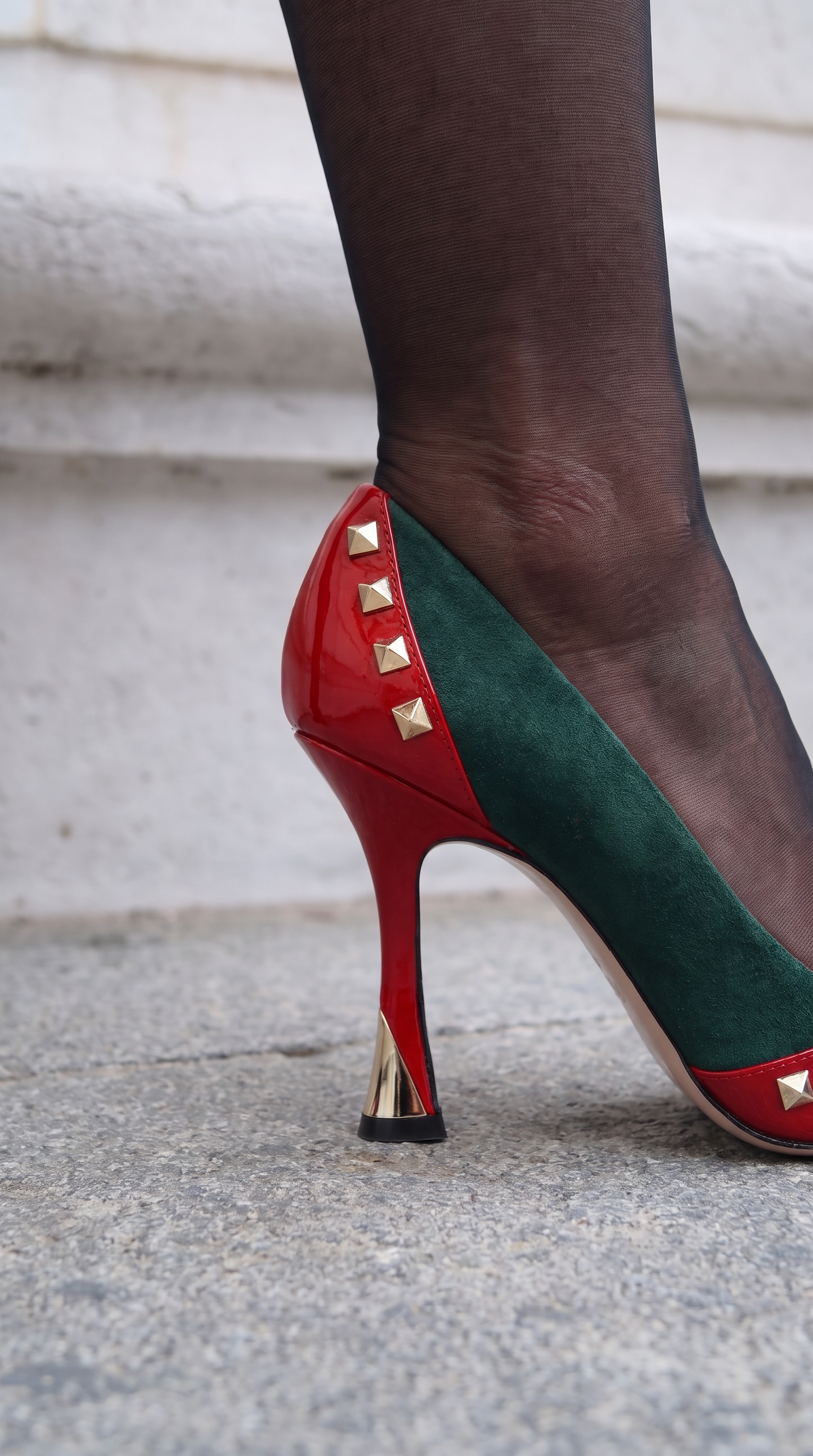 The Bella Vita Studded Red & Green Leather Pump Women Shoe