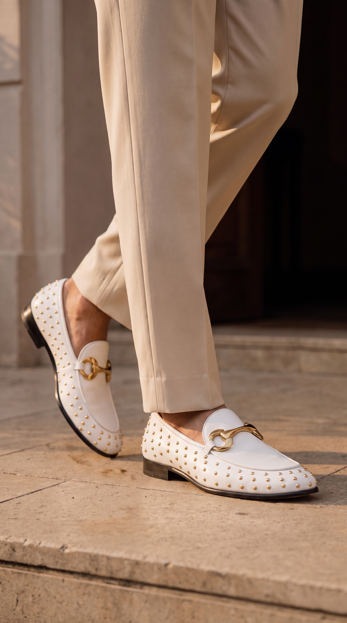 The Jupiter  Shoe White Spike Leather  Bit Dress Loafer Limited Edition Men Shoe