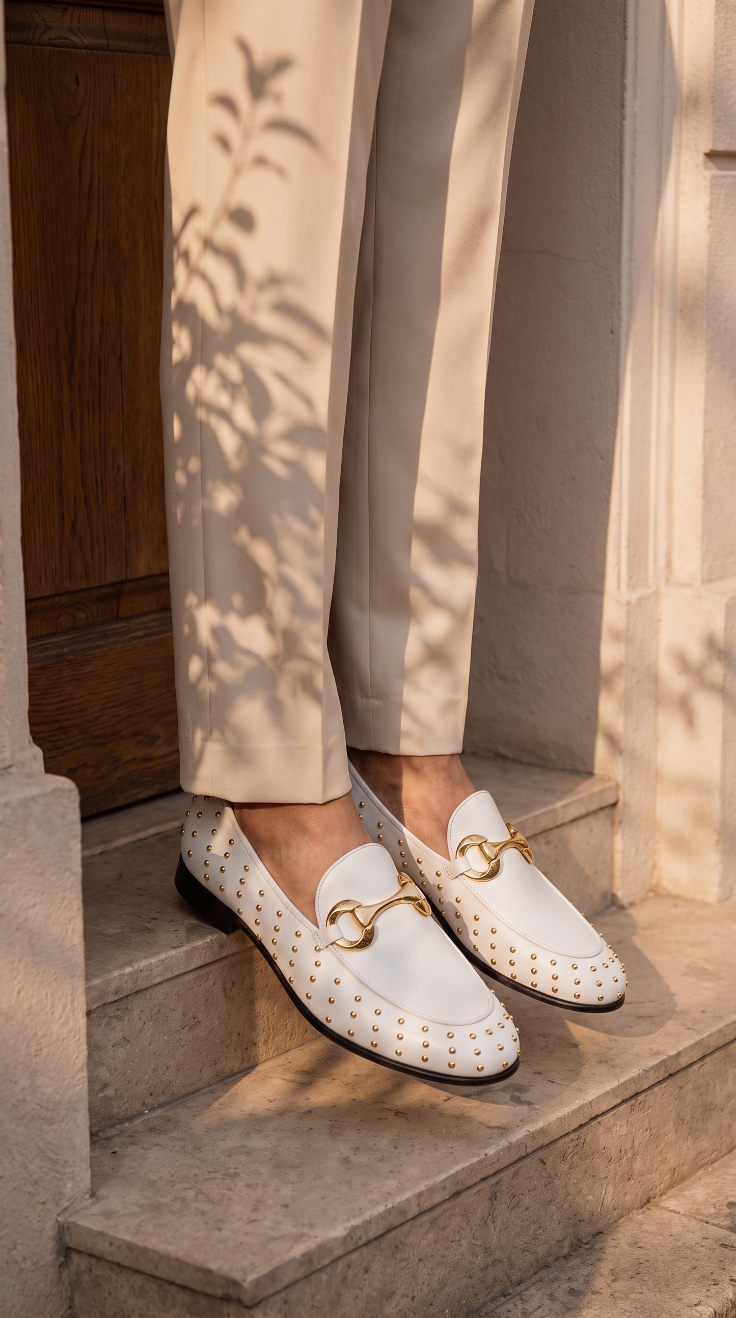 The Jupiter  Shoe White Spike Leather  Bit Dress Loafer Limited Edition Men Shoe