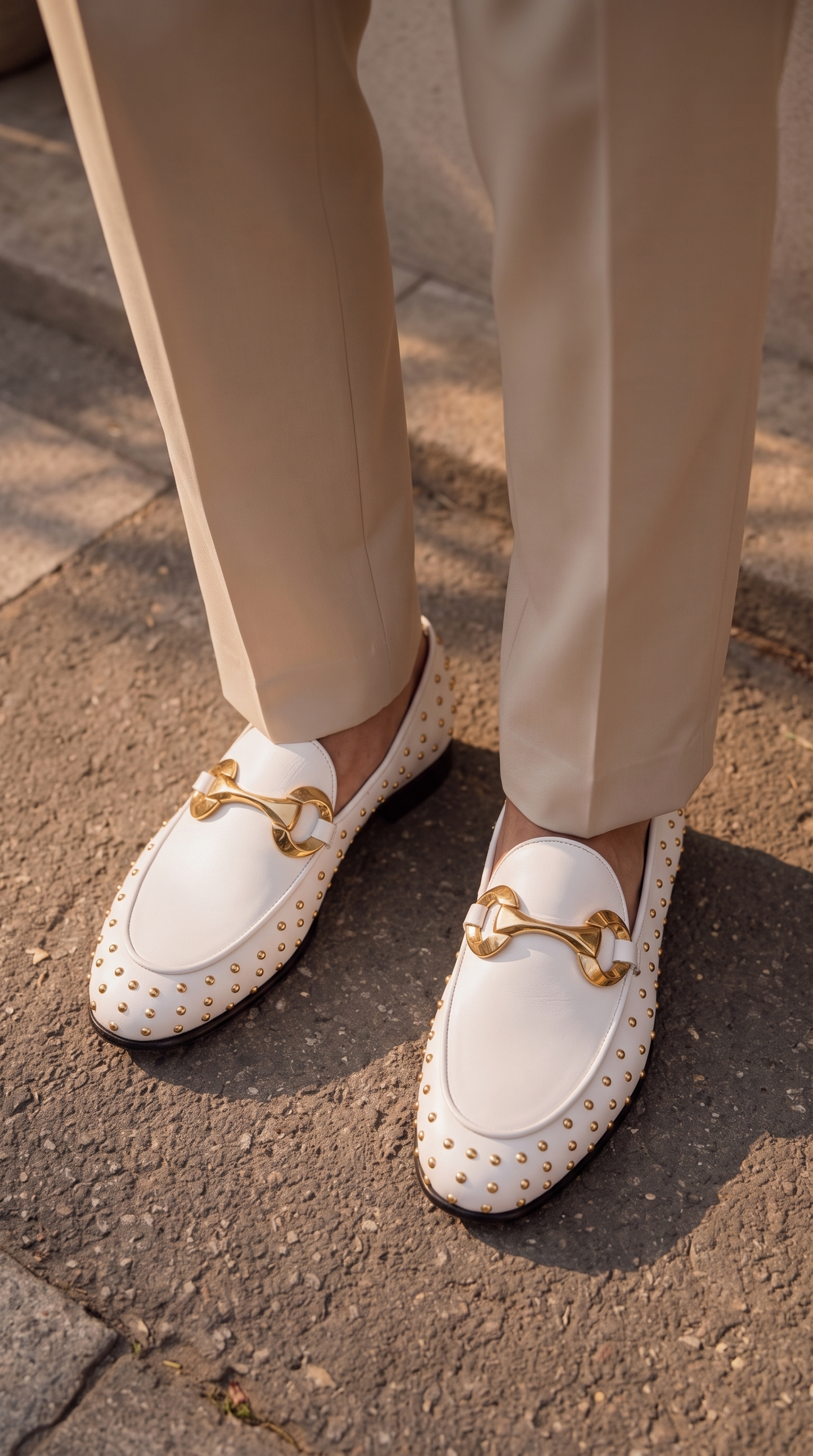 The Jupiter  Shoe White Spike Leather  Bit Dress Loafer Limited Edition Men Shoe