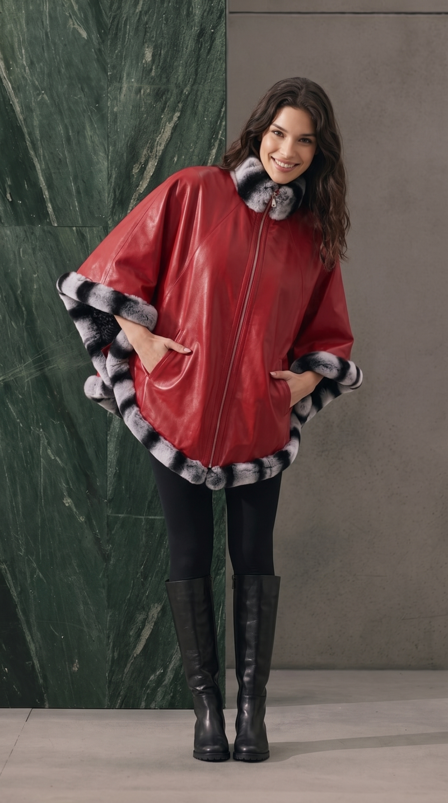 The Glacier Red Reversible Leather Women Jacket