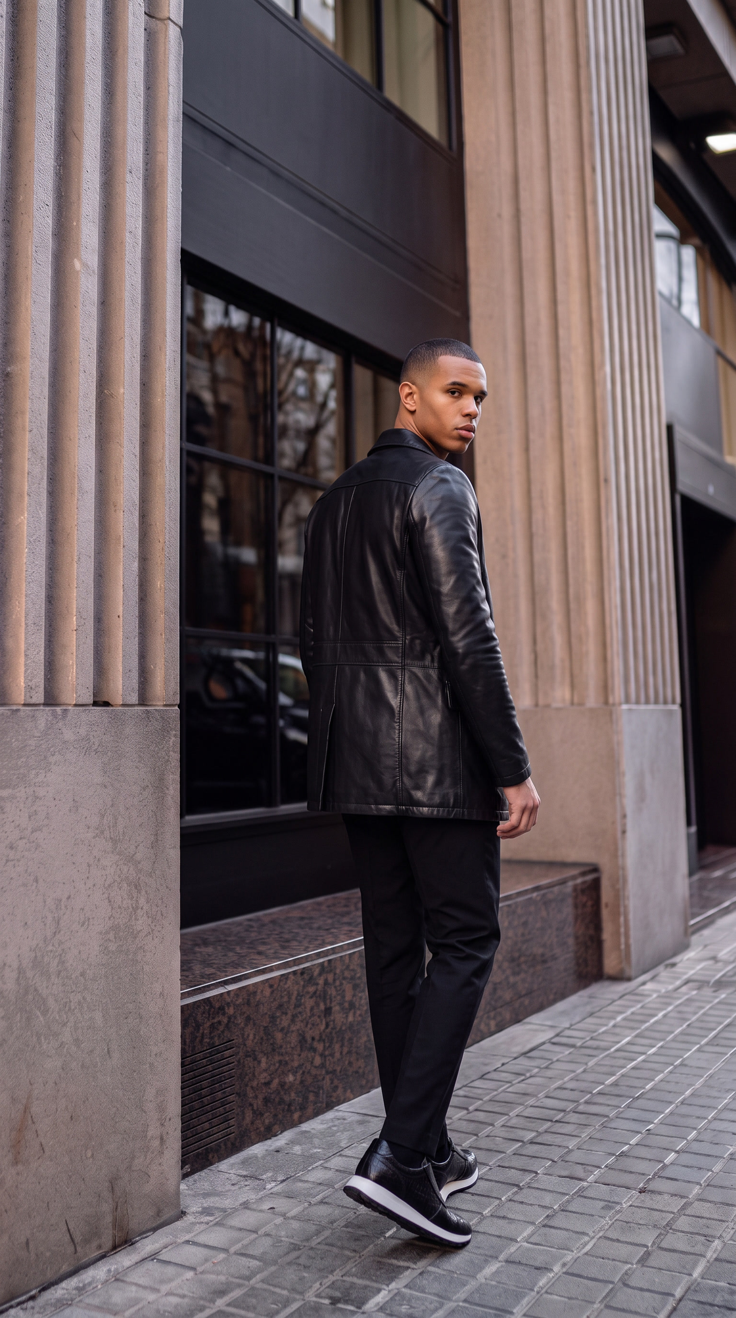 The Orsavio Black Genuine Lambskin Leather Men Blazer Jacket