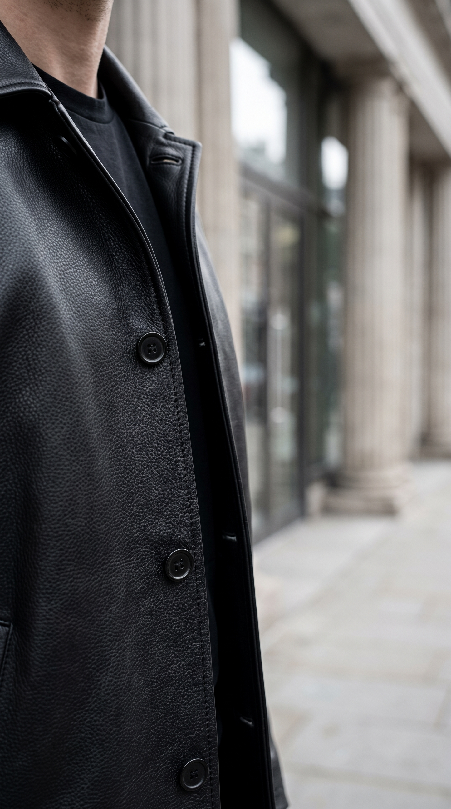 The Orsavio Black Genuine Lambskin Leather Men Blazer Jacket