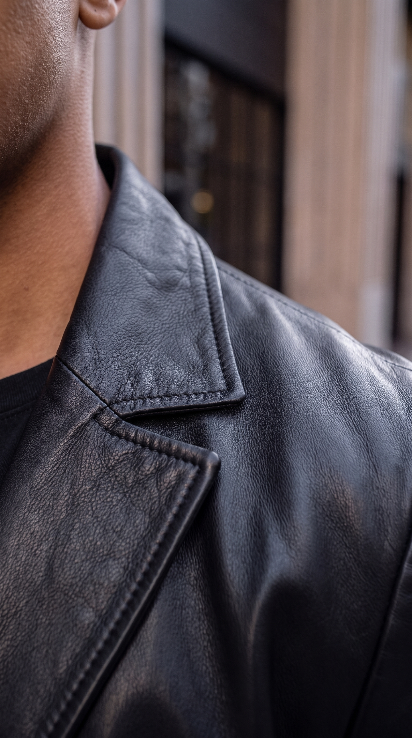 The Orsavio Black Genuine Lambskin Leather Men Blazer Jacket