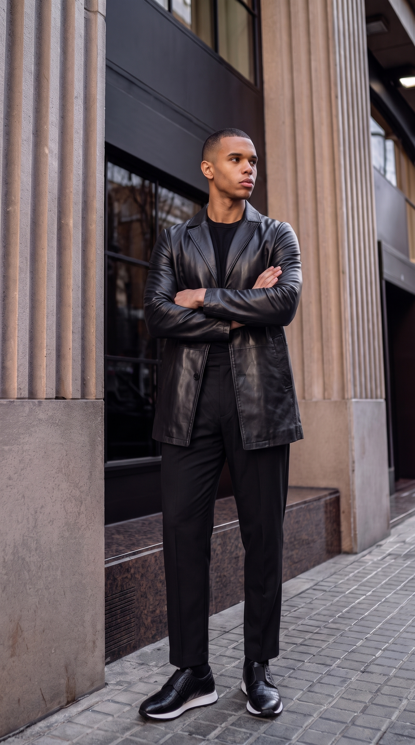 The Orsavio Black Genuine Lambskin Leather Men Blazer Jacket