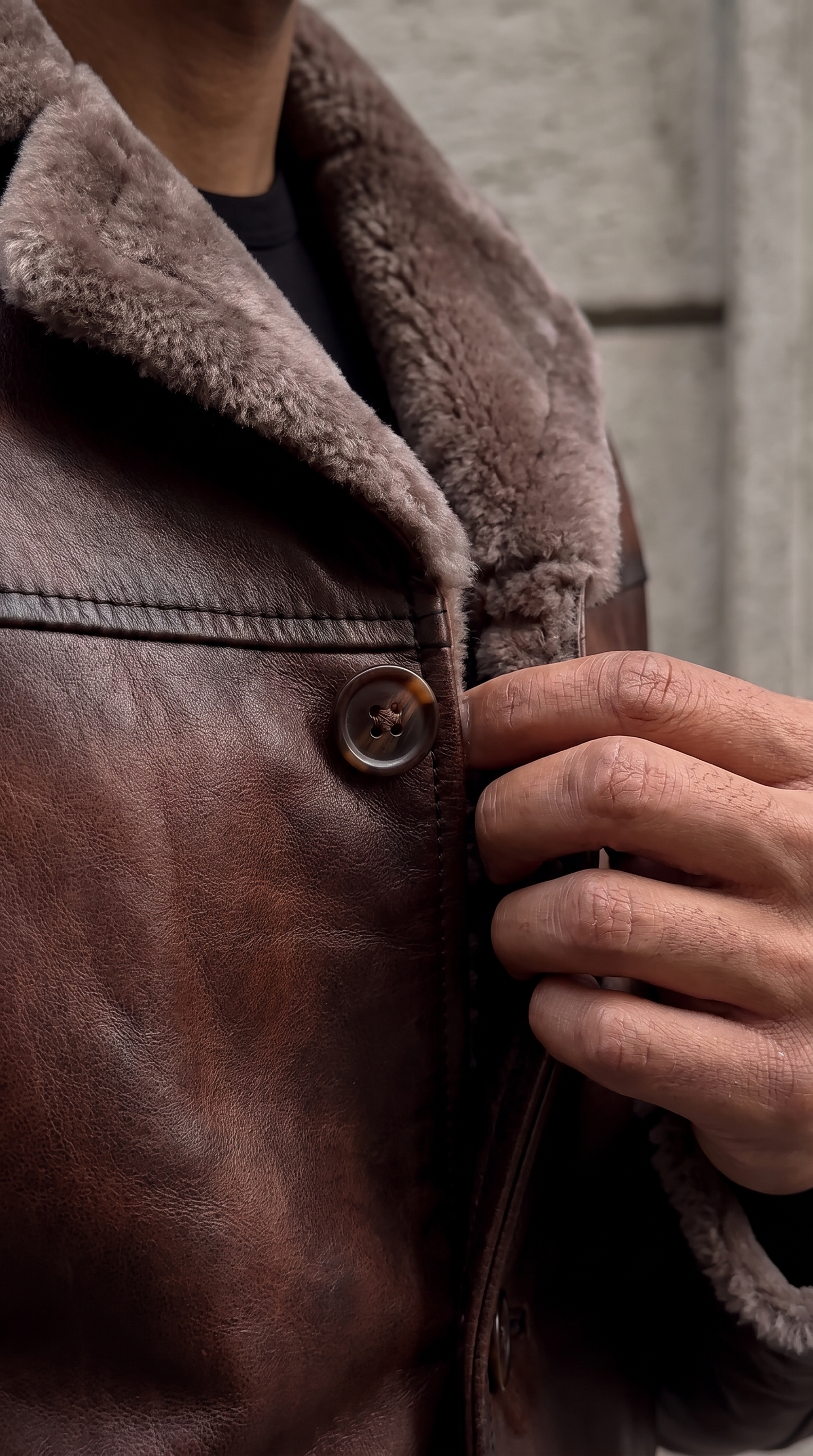 The Orvieto Brown Genuine Calf Leather Shearling Men Jacket
