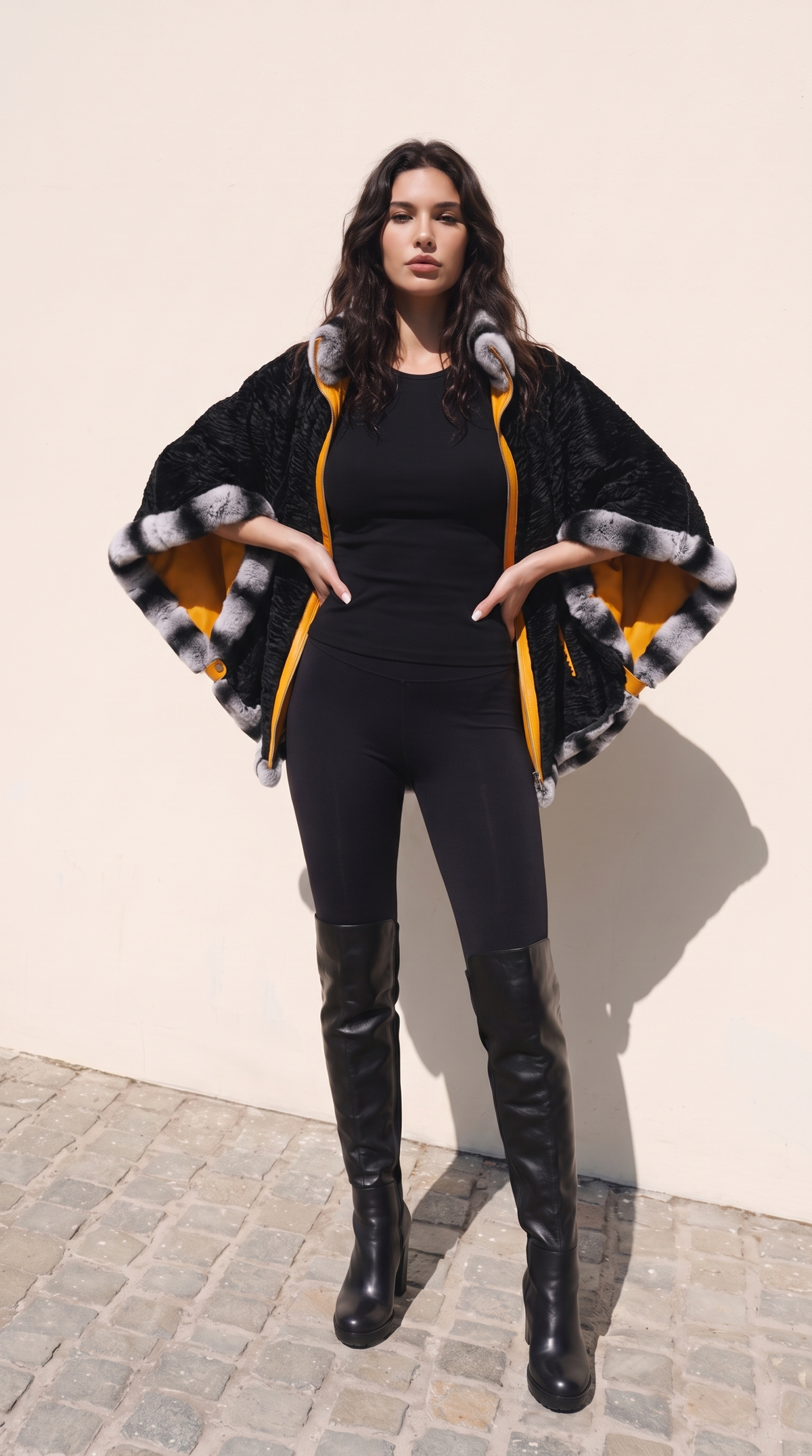 Chaqueta reversible de cuero para mujer The Glacier Mustard