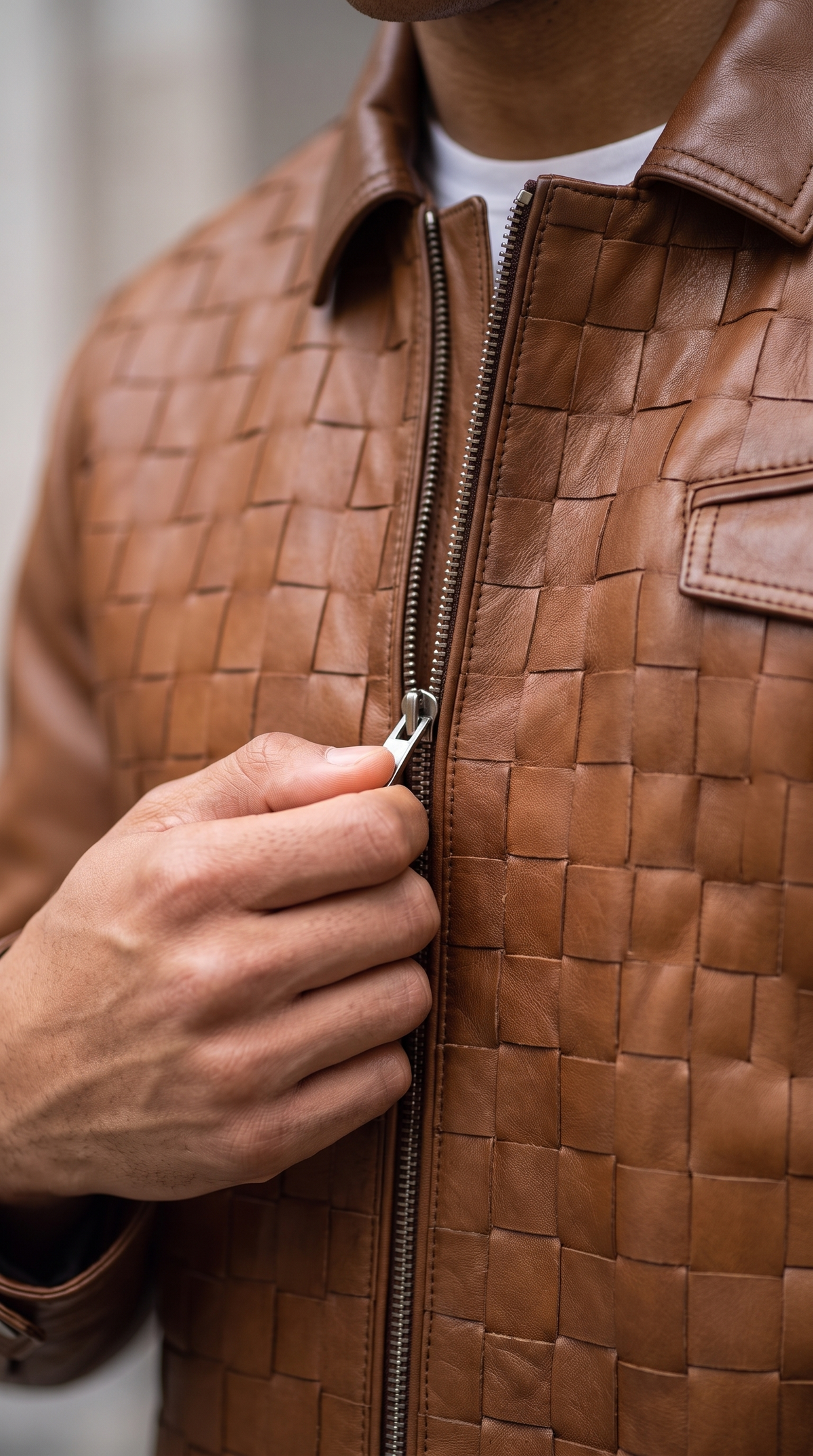 La chaqueta de cuero color canela para hombre de Emerson 