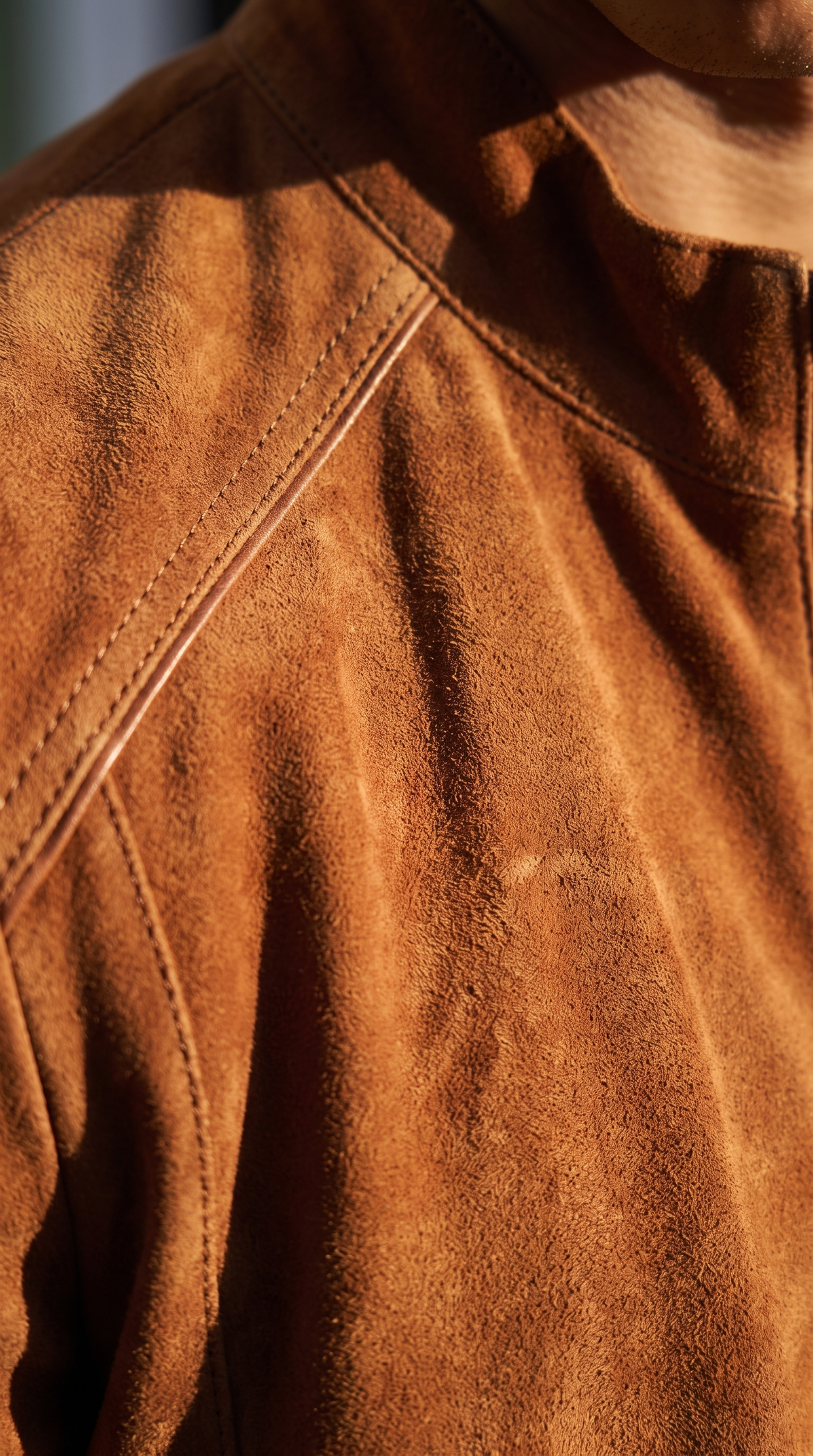 Chaqueta de hombre Lucano de ante auténtico color coñac