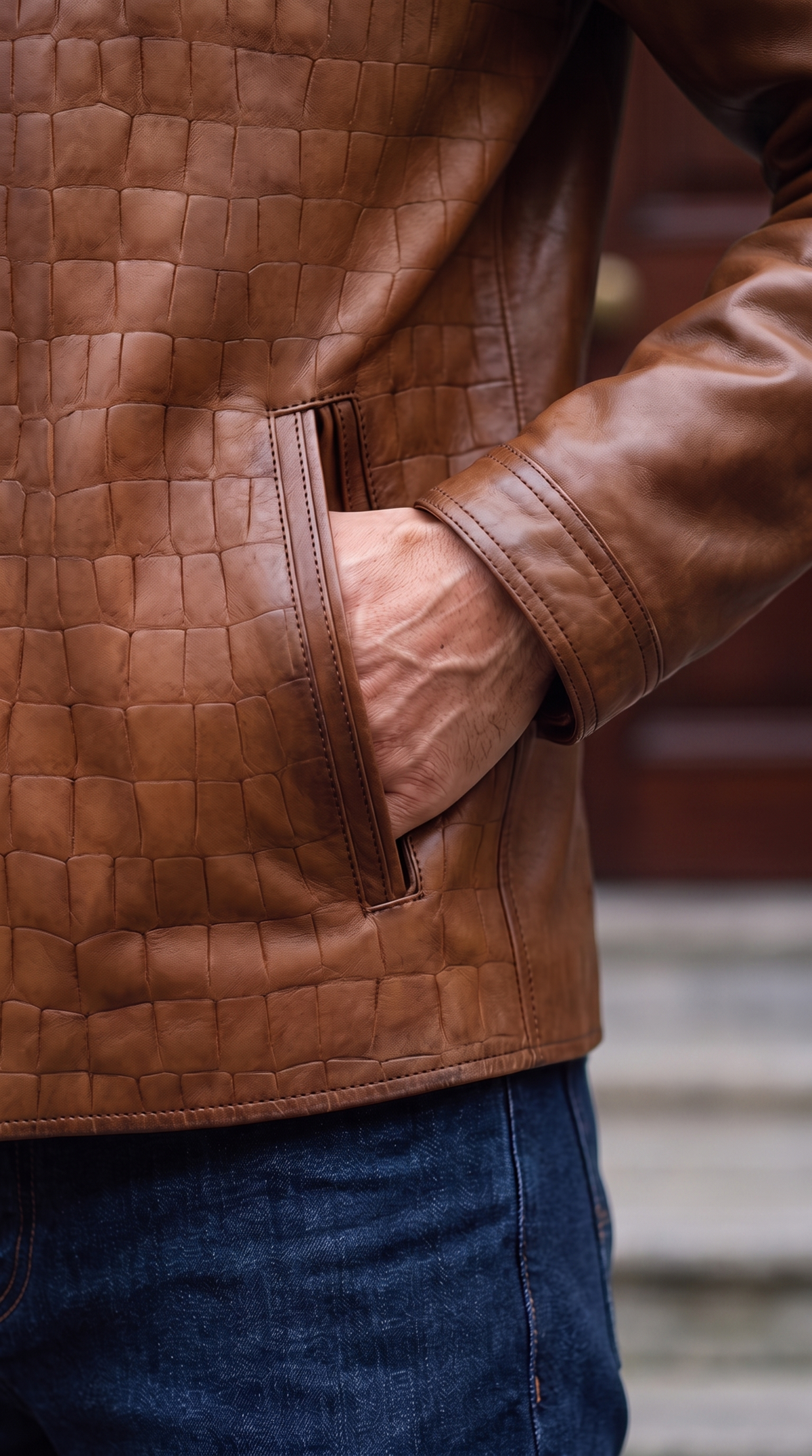 La chaqueta de cuero color canela para hombre de Emerson 
