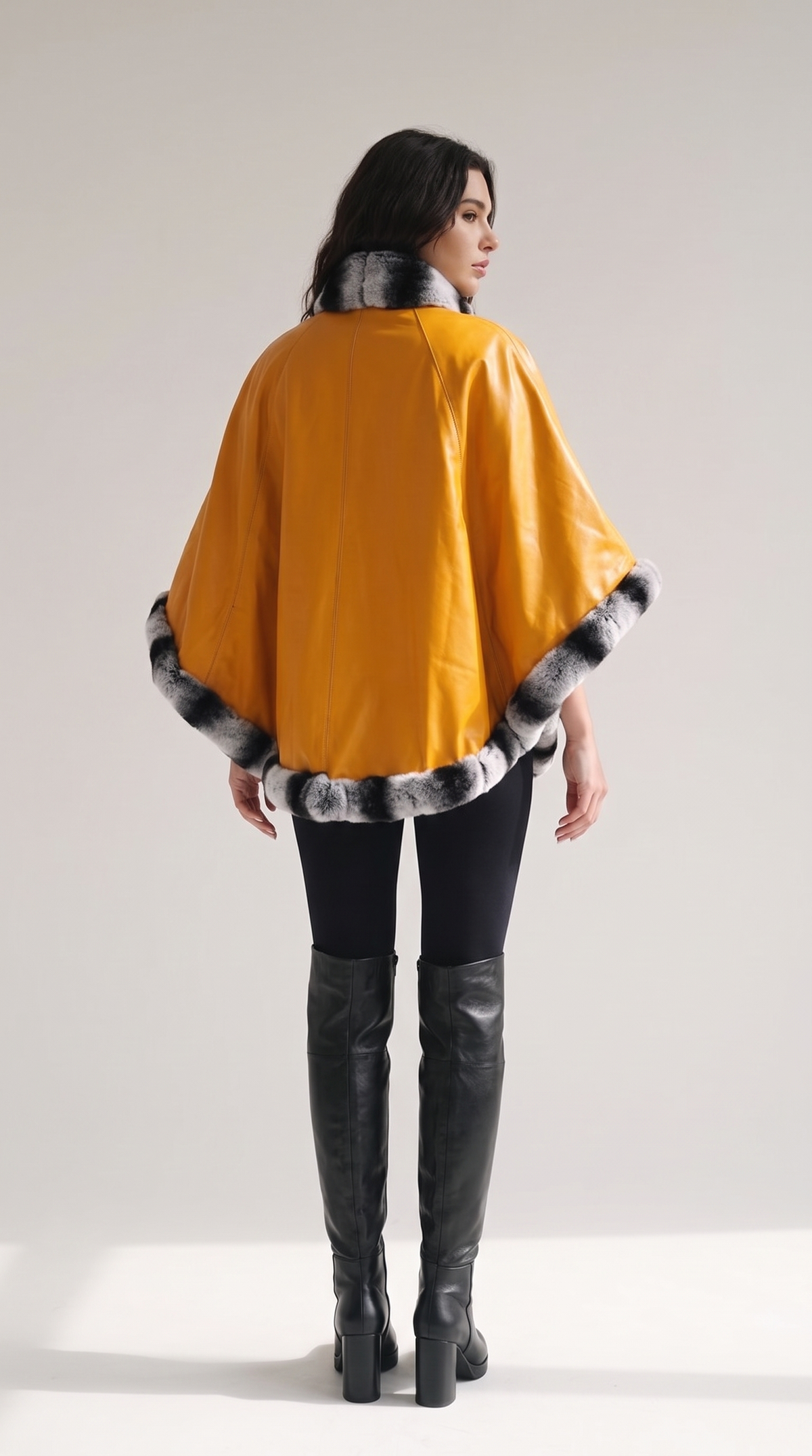 Chaqueta reversible de cuero para mujer The Glacier Mustard