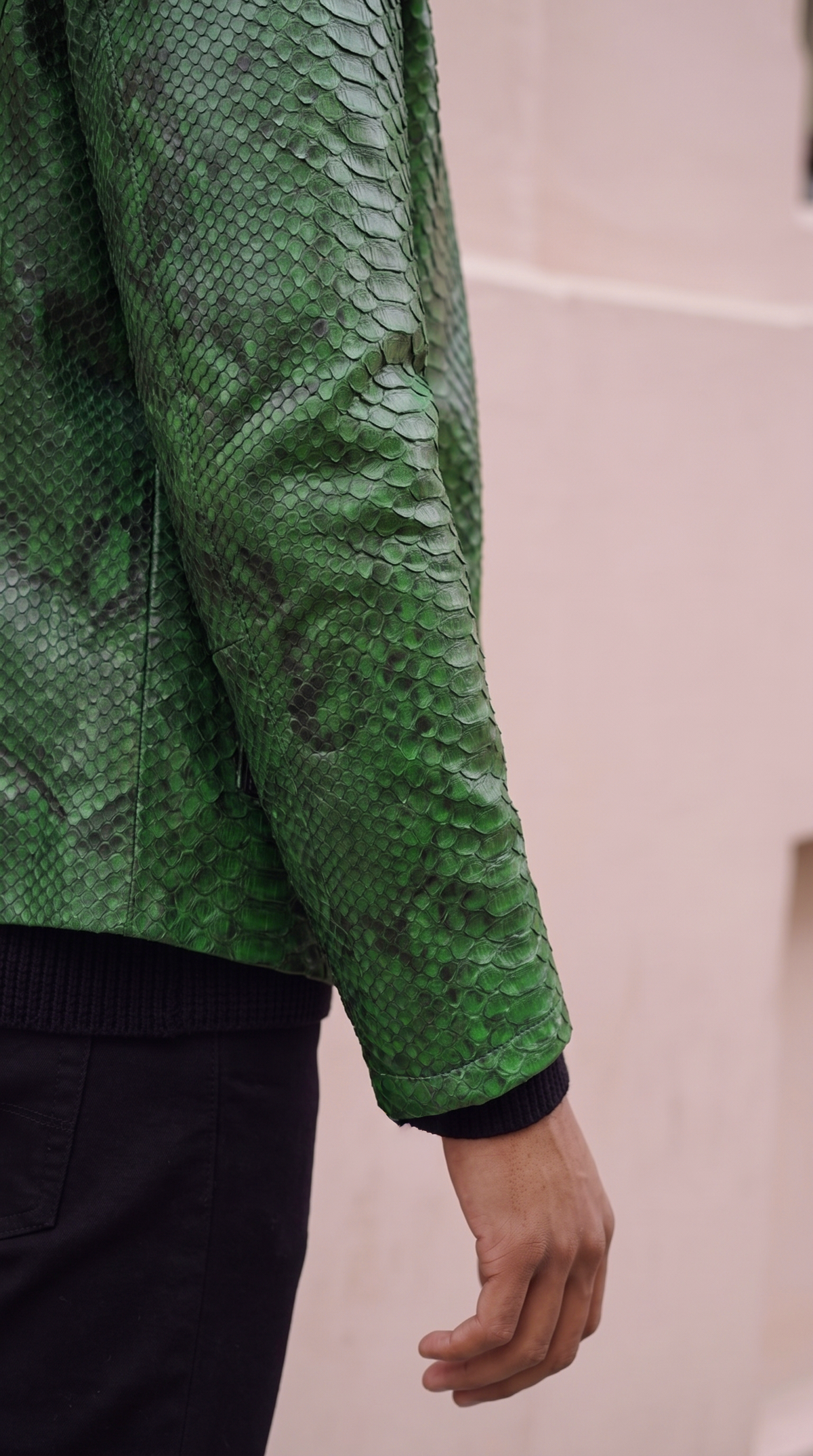 The Boss Pythn Green Leather Men Jacket Exclusive Limited Edition