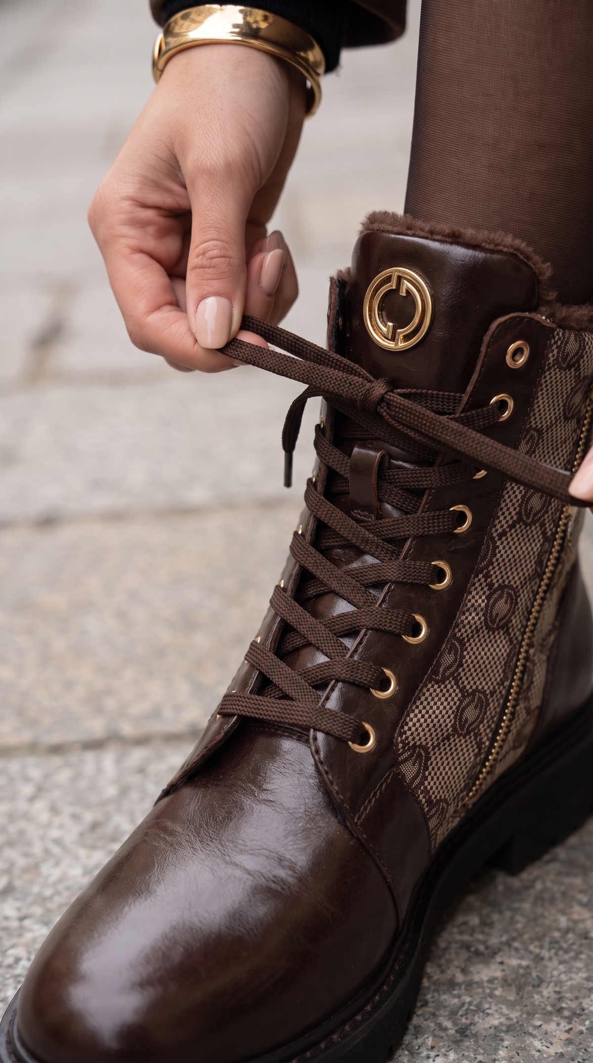 The Boston Brown Leather Lace-Up Ankle Women Boot With a Side Zipper