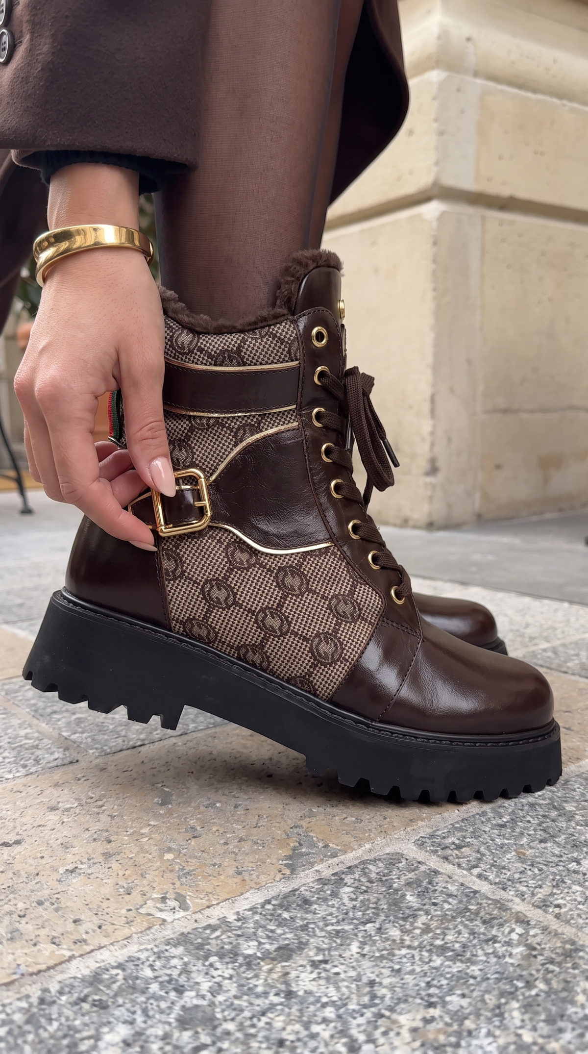 The Boston Brown Leather Lace-Up Ankle Women Boot With a Side Zipper