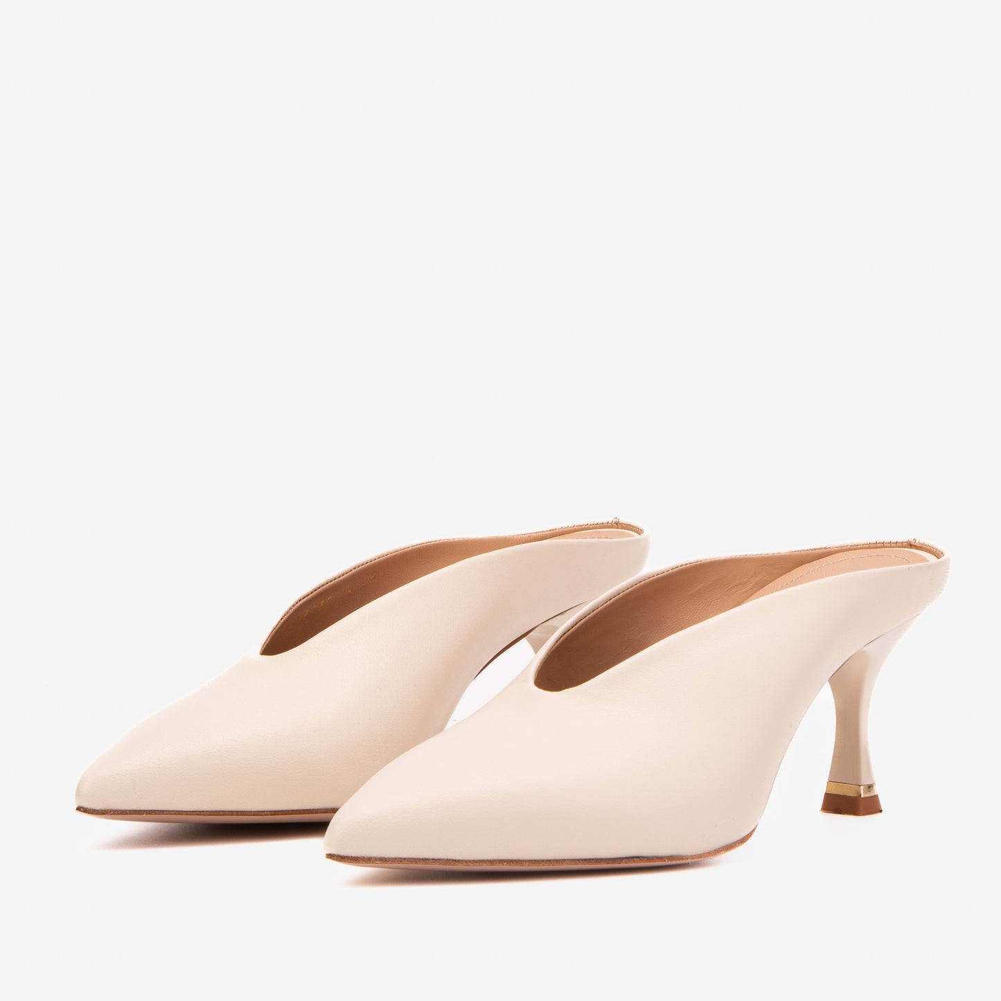 The Solara Ivory Leather Women Mule Heel