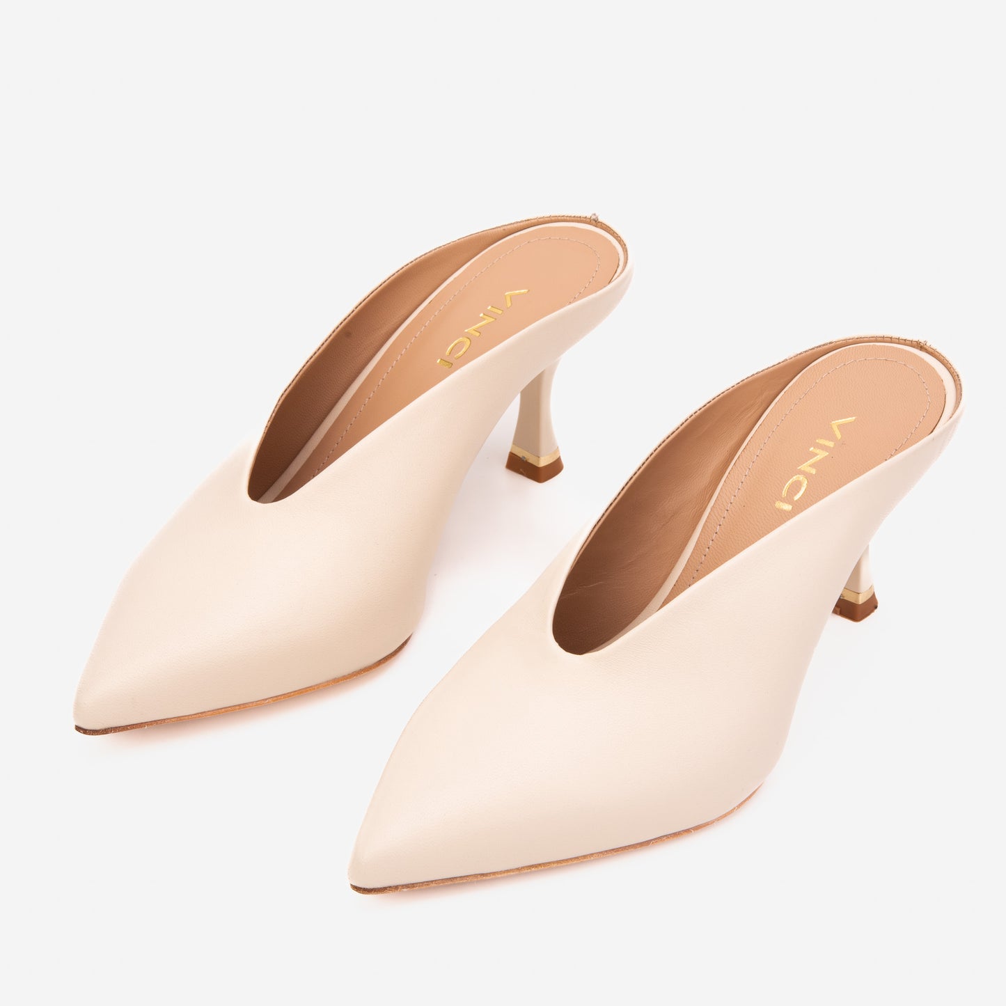 The Solara Ivory Leather Women Mule Heel