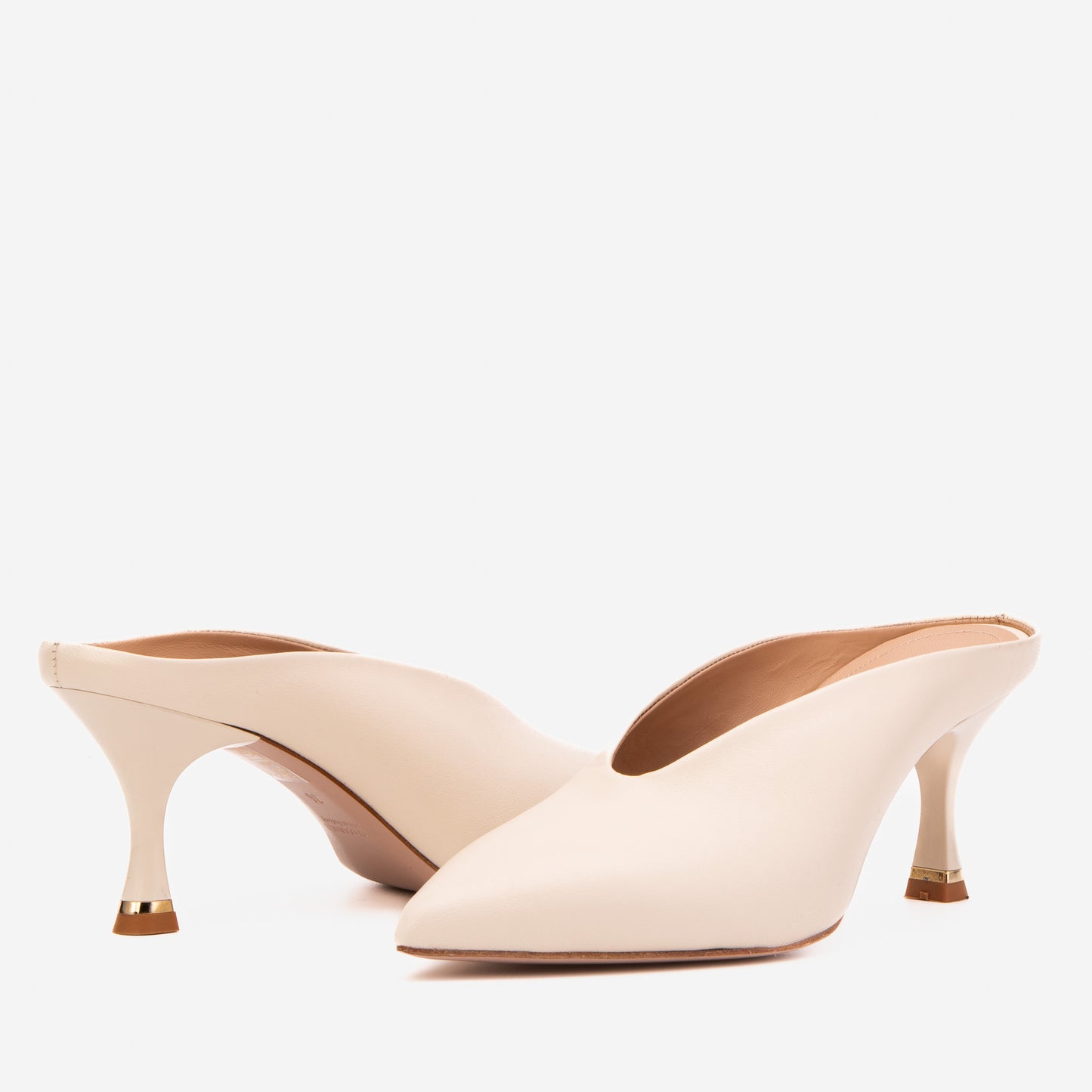 The Solara Ivory Leather Women Mule Heel