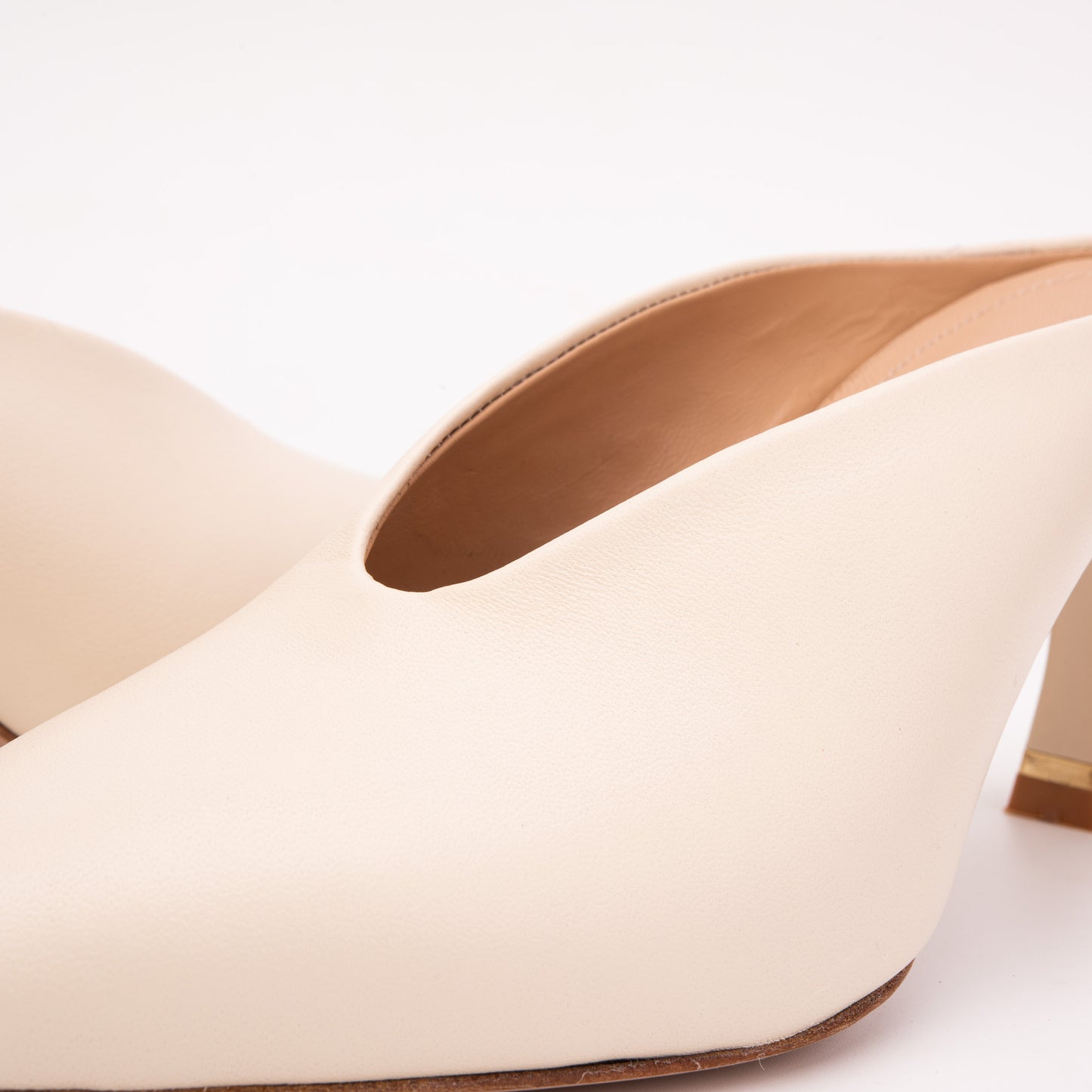 The Solara Ivory Leather Women Mule Heel