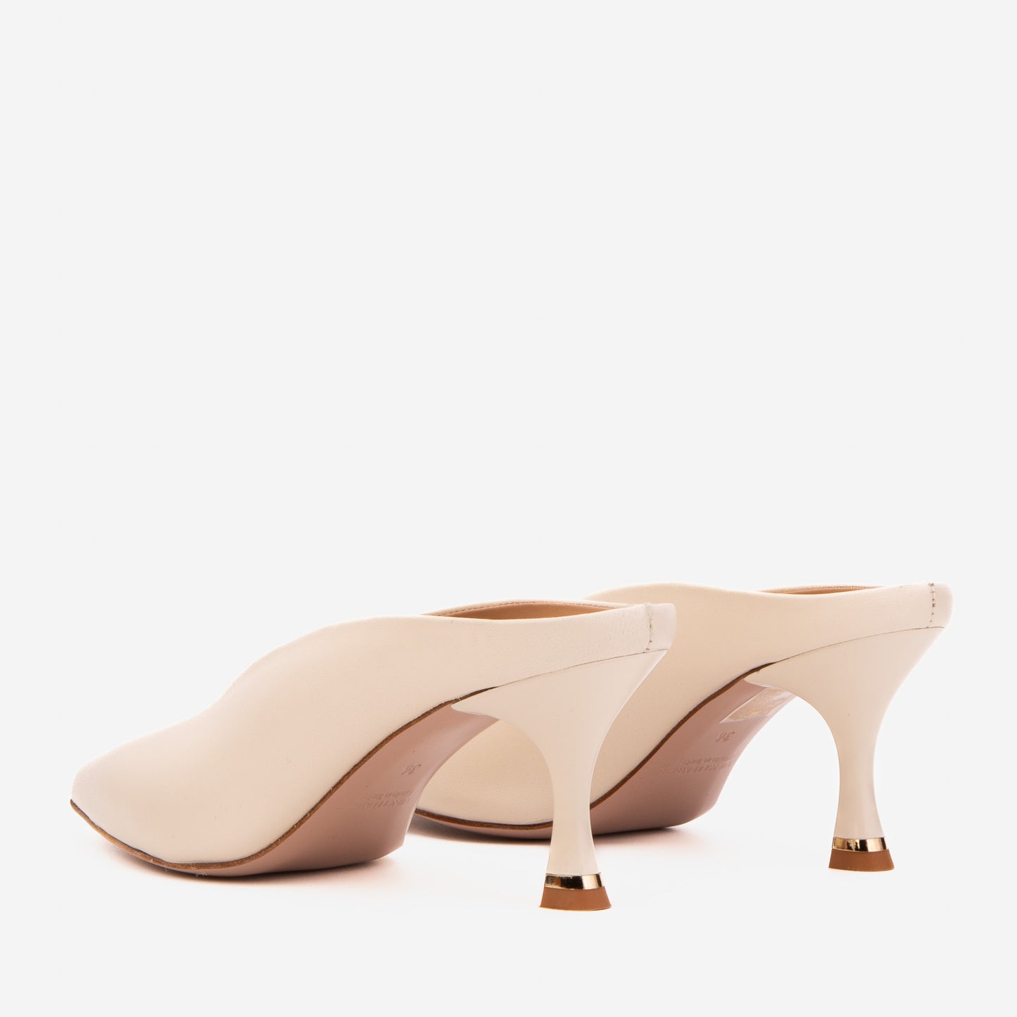 The Solara Ivory Leather Women Mule Heel