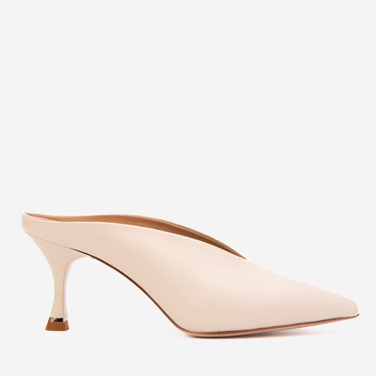 The Solara Ivory Leather Women Mule Heel
