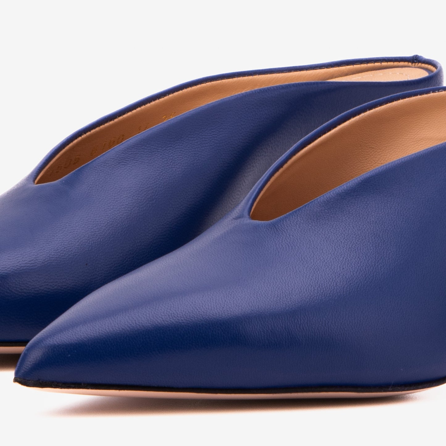 The Solara Navy Blue Leather Women Mule Heel