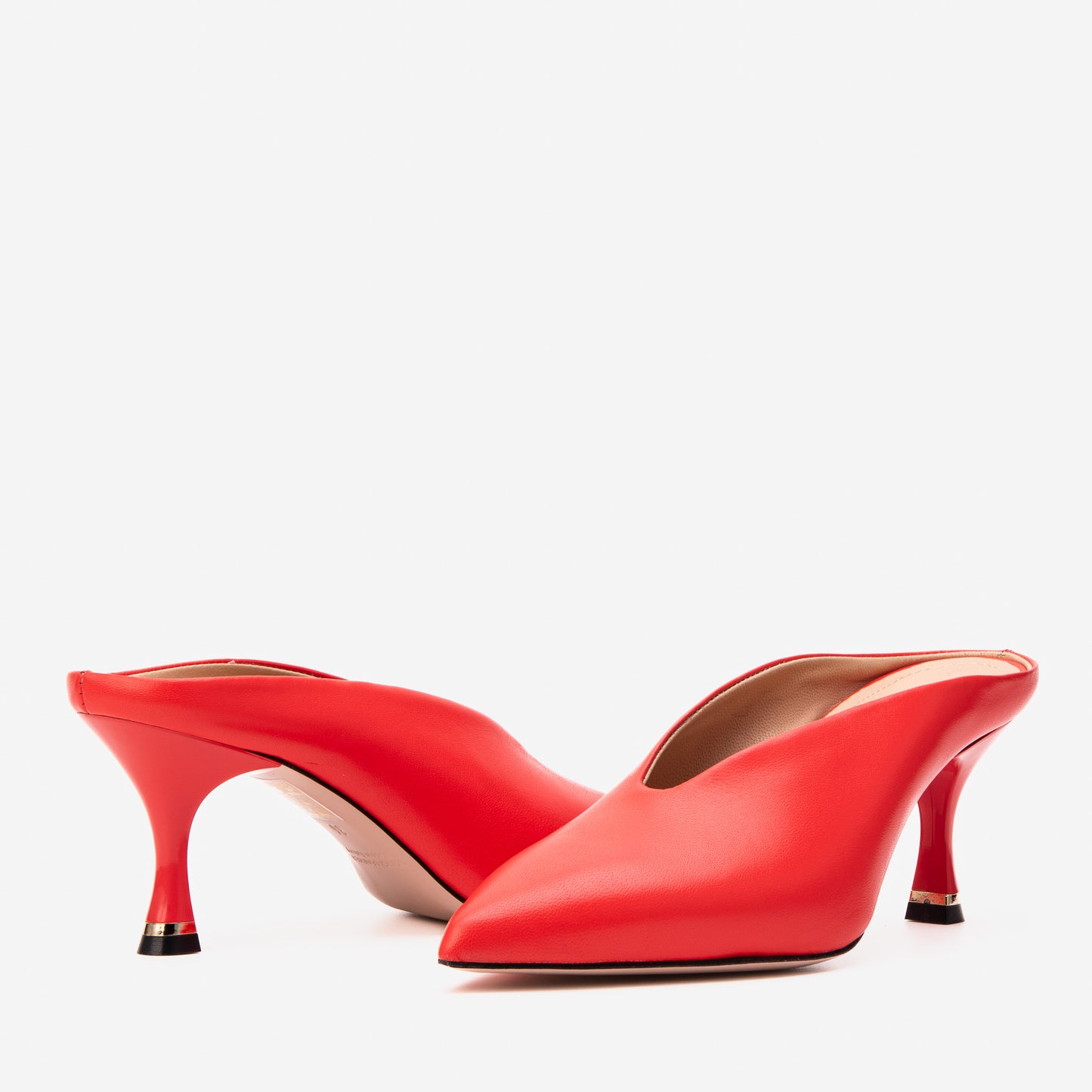 The Solara Scarlet Red Leather Women Mule Heel