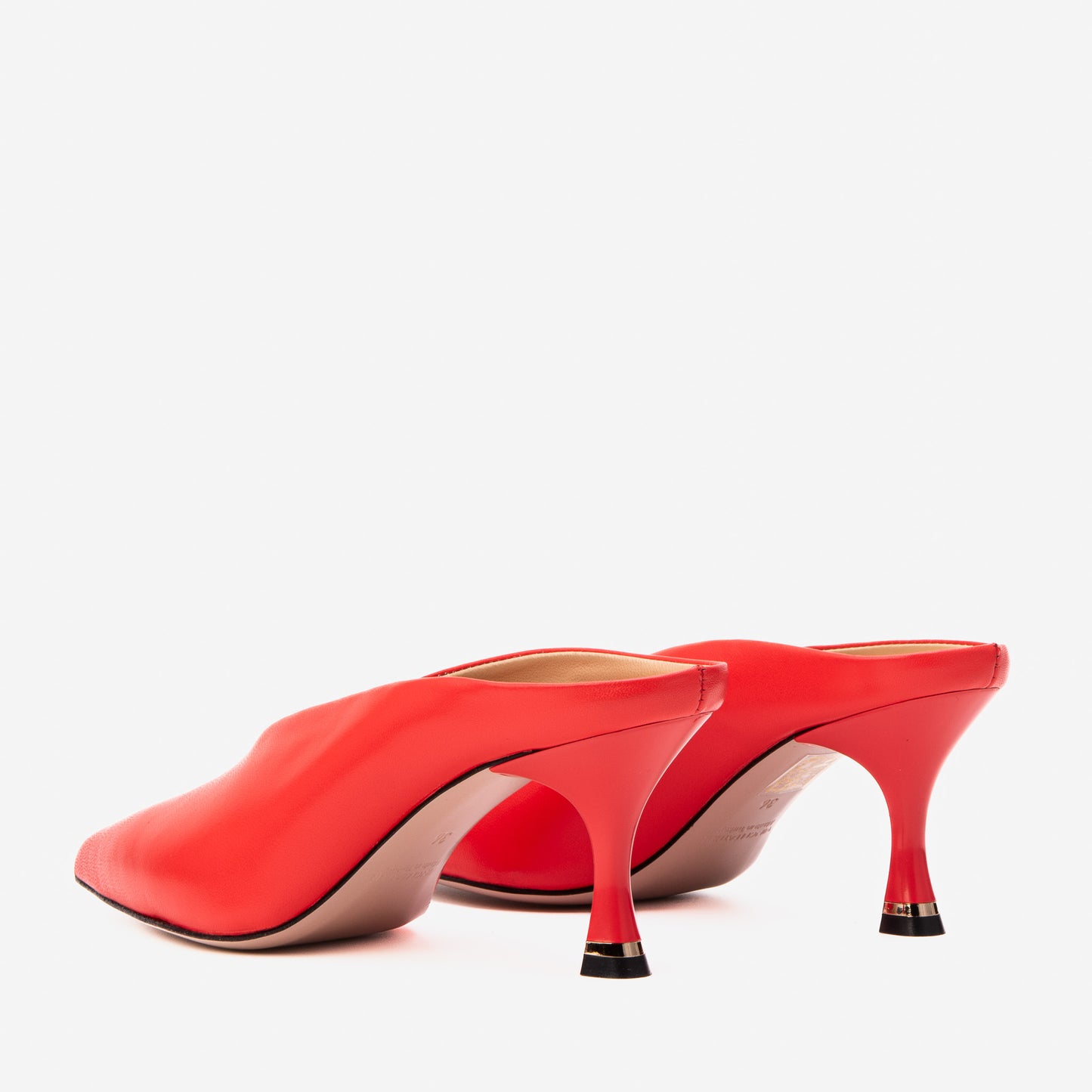 The Solara Scarlet Red Leather Women Mule Heel