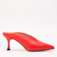 The Solara Scarlet Red Leather Women Mule Heel