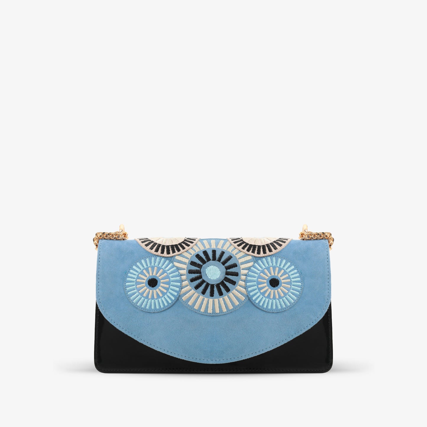 El bolso de mano de piel de ante azul Parama
