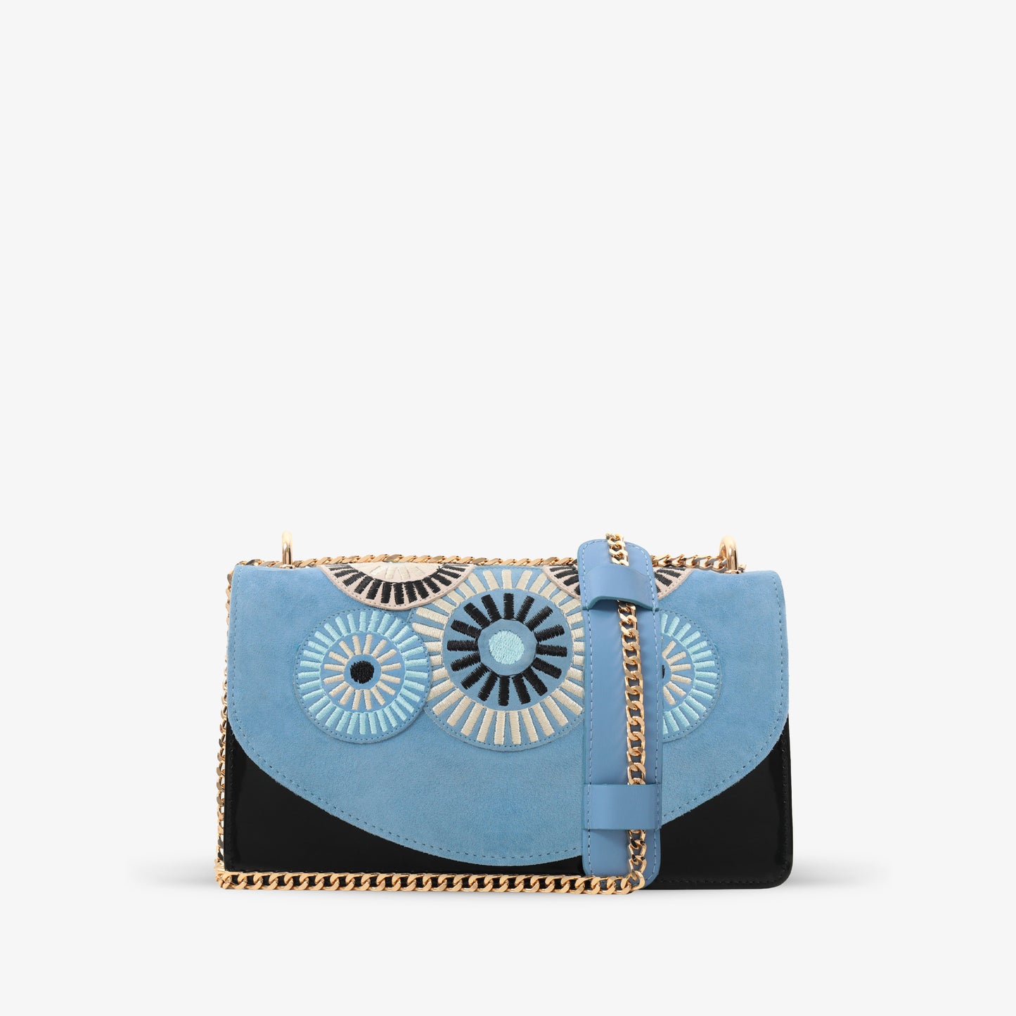El bolso de mano de piel de ante azul Parama