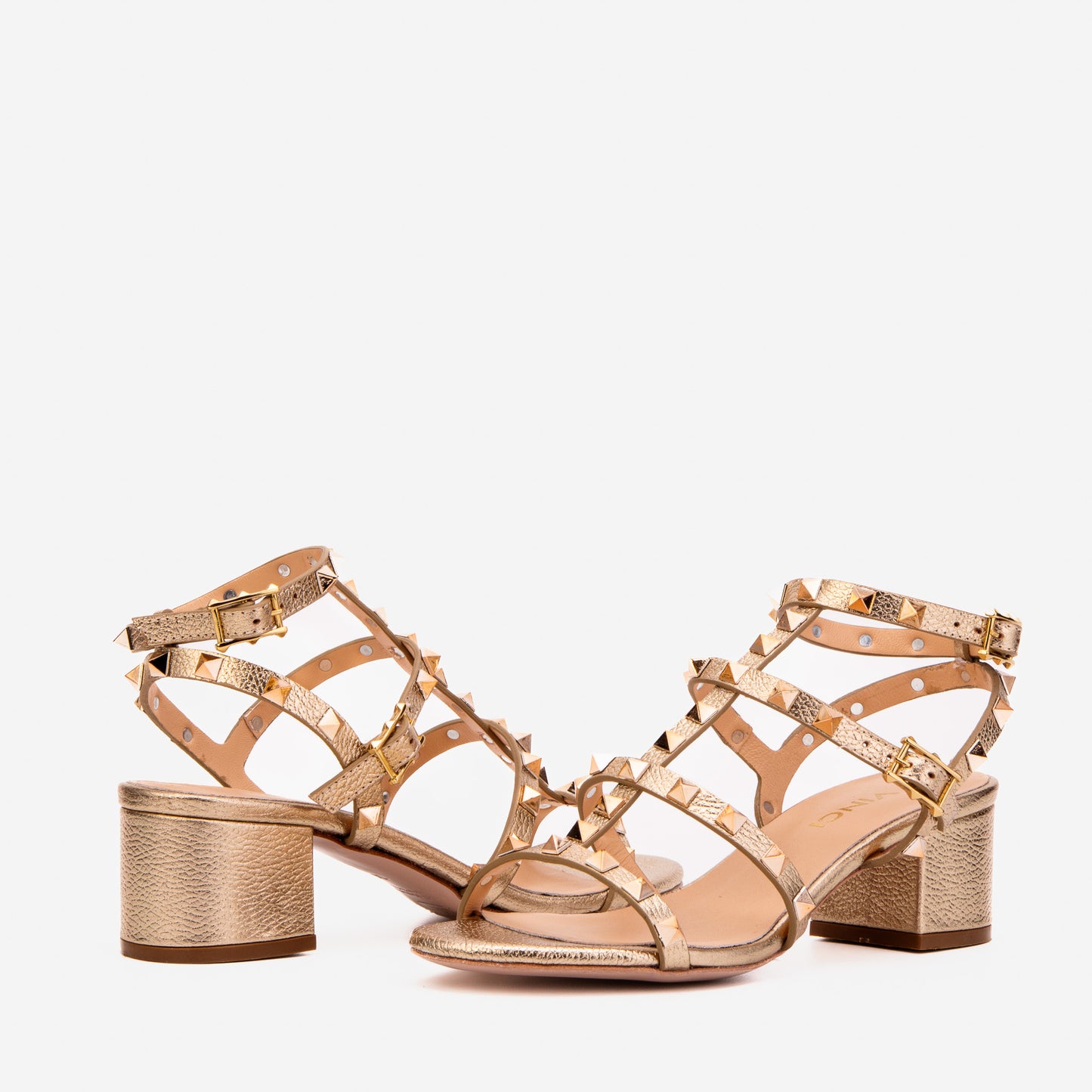 The Nejapa Gold Studded Leather Women Sandal