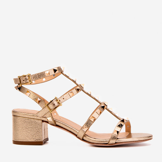 The Nejapa Gold Studded Leather Women Sandal