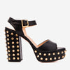 The Celestia Noir Black Studded Platform Women Sandal