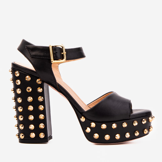 The Celestia Noir Black Studded Platform Women Sandal