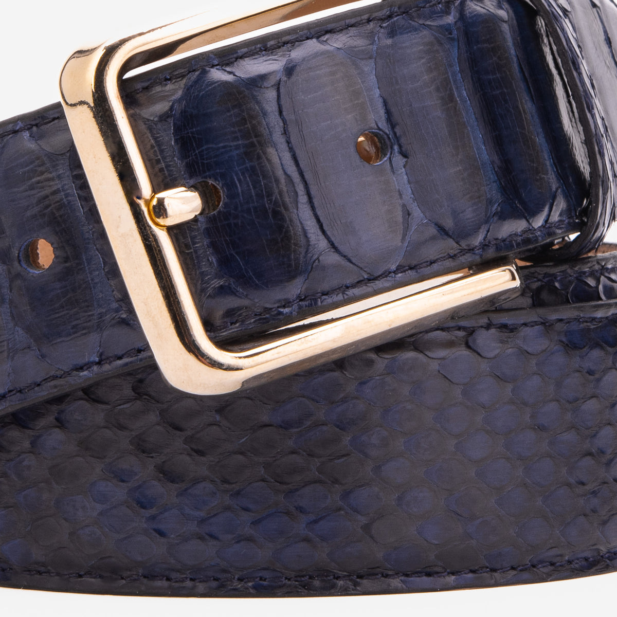 The Boss Dark Navy Blue Pythn Snk Leather Belt