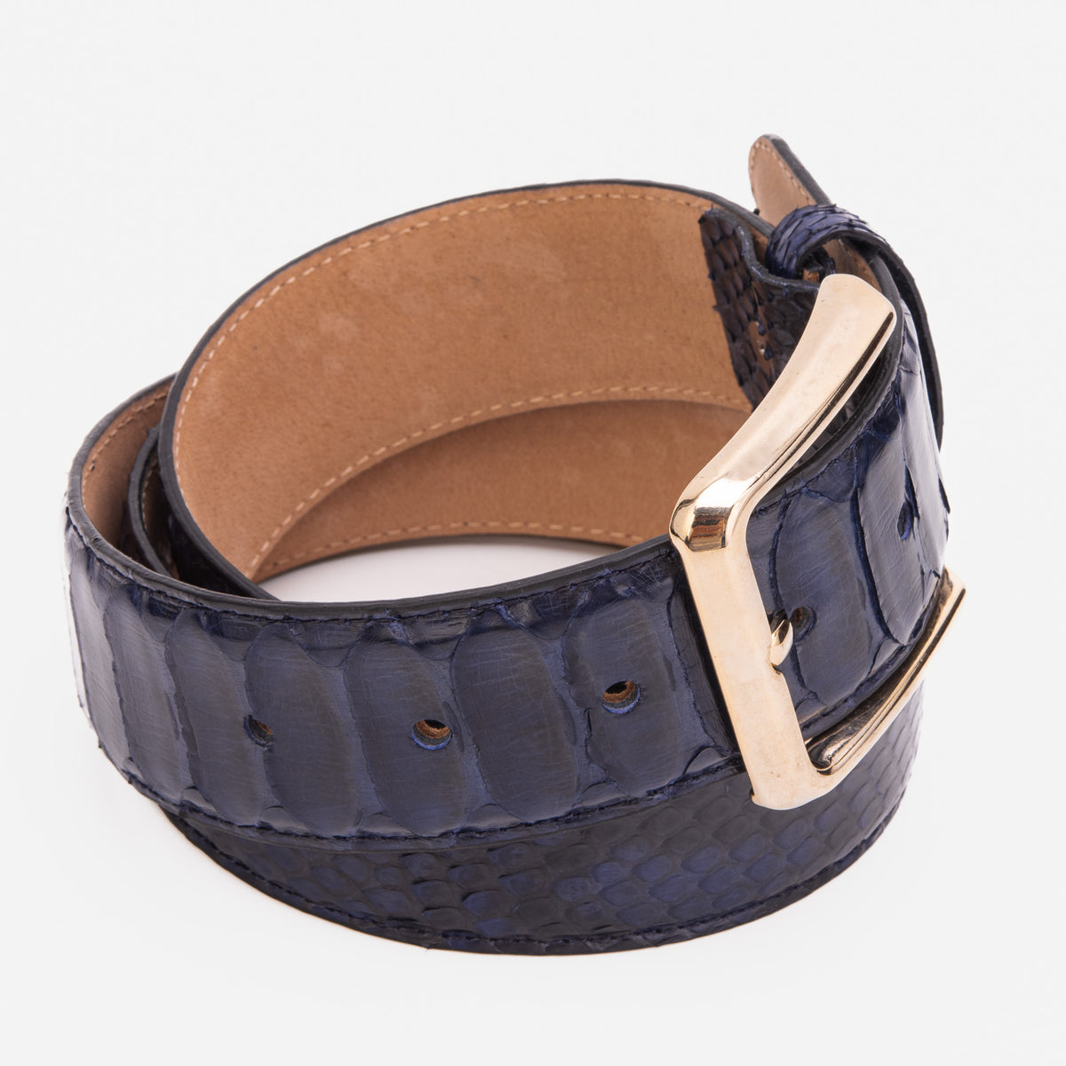 The Boss Dark Navy Blue Pythn Snk Leather Belt