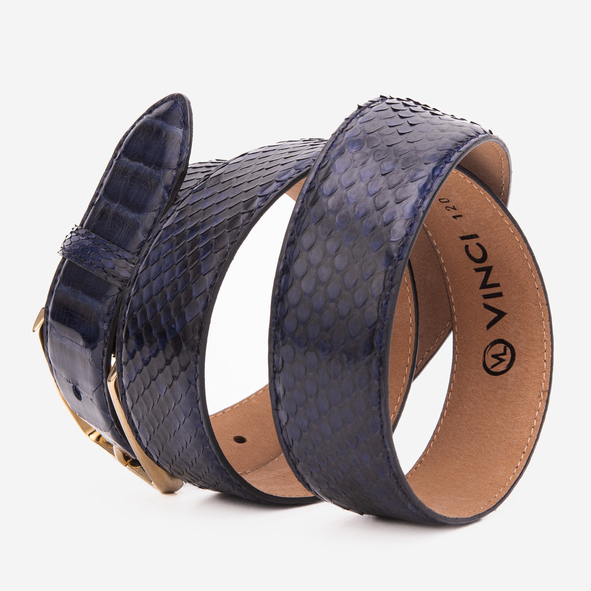 The Boss Dark Navy Blue Pythn Snk Leather Belt