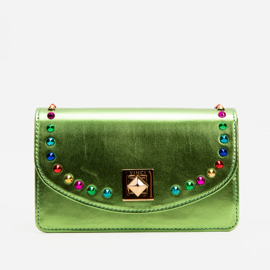 El bolso de mano de cuero verde Caris