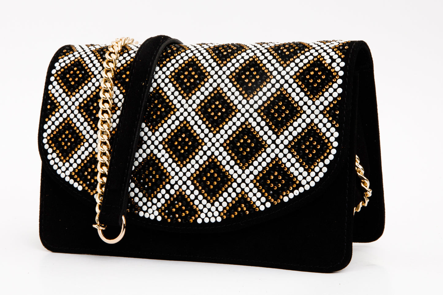 The Nampula Black Glitter Suede Leather Handbag