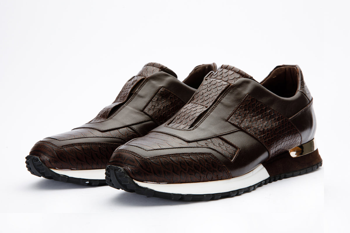 Zapatillas de deporte de cuero marrón Mugla Snk para hombre ¡Venta final!