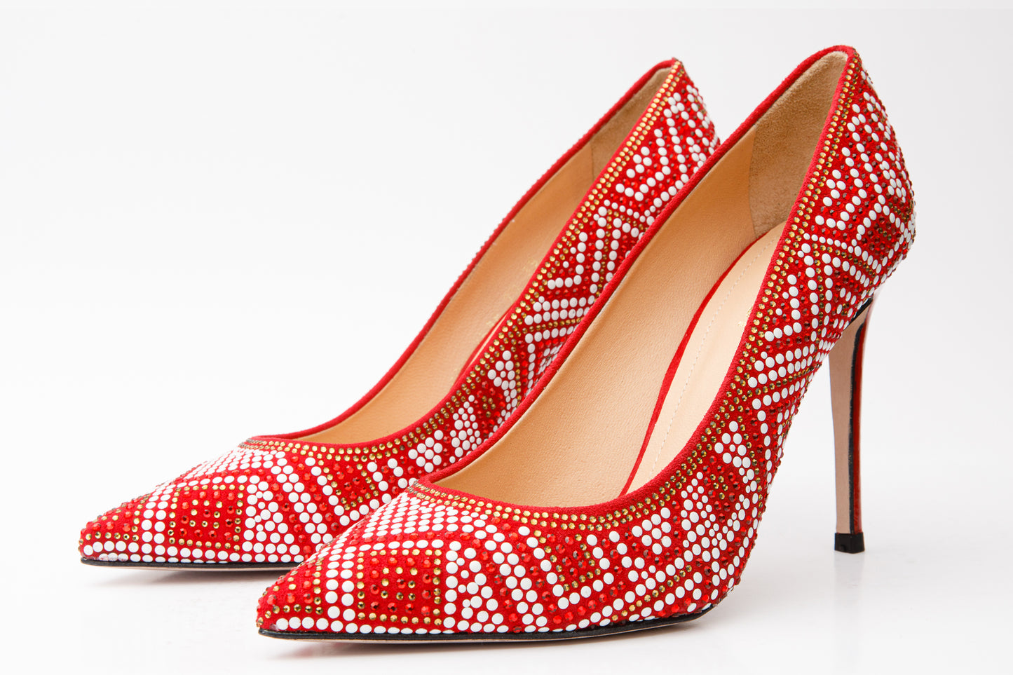 Zapatos de salón Nampula de piel con purpurina roja para mujer 