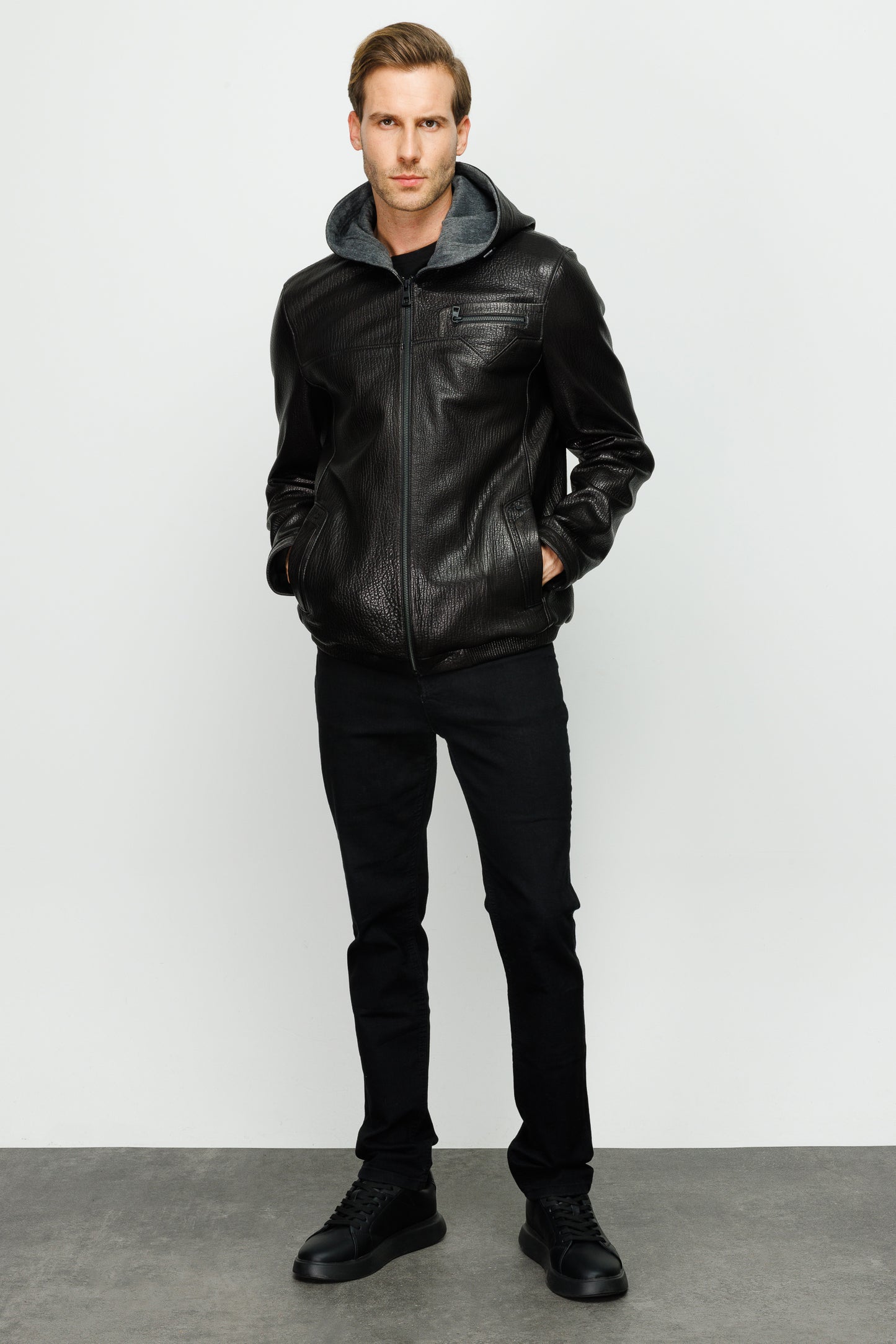 The Byron Ribi Black Leather Men Jacket