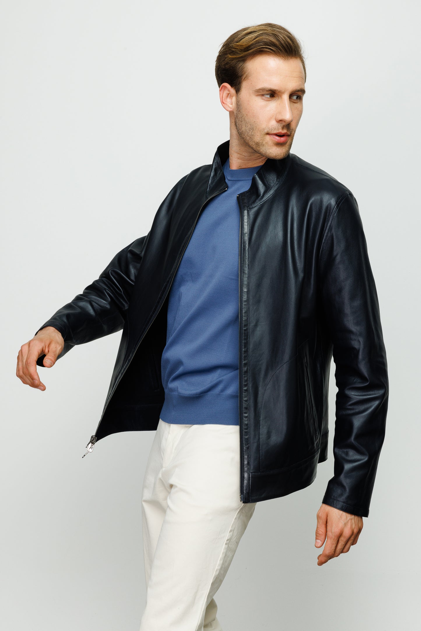 La chaqueta de cuero negra para hombre de Del Rio 
